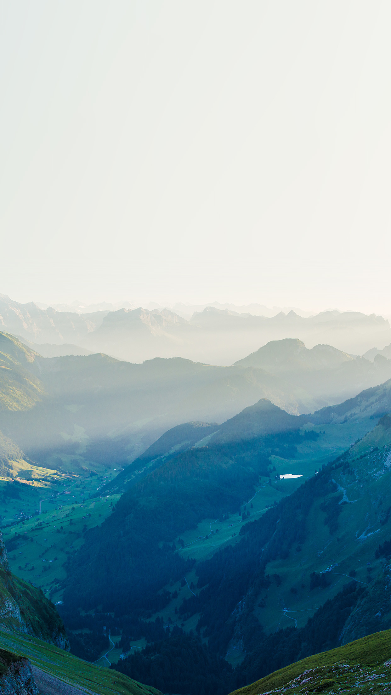 Montagne, Valle, Nebbia, sfondo per iPhone 6 Plus