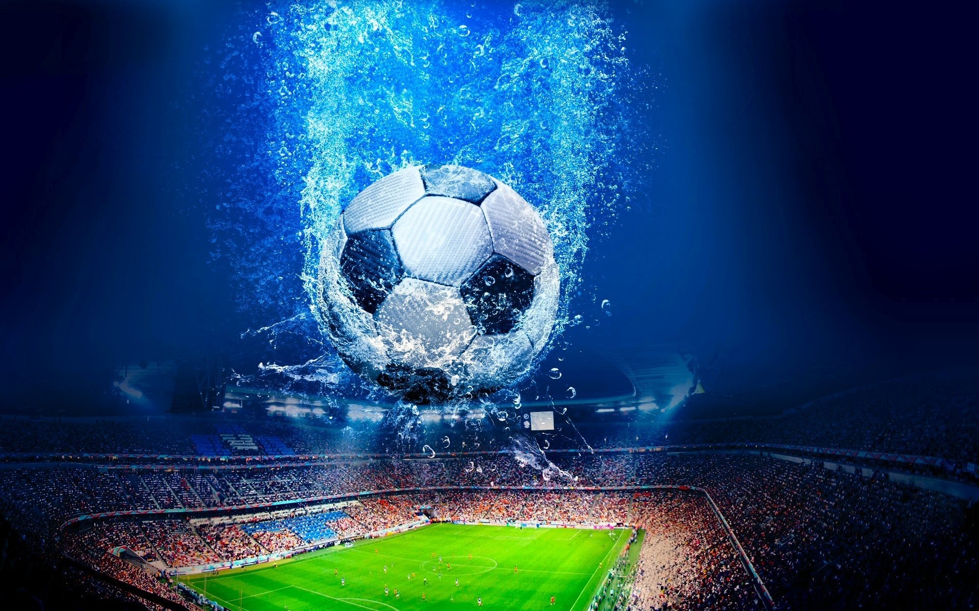 Pallone da calcio, Stadio, Acqua, Calcio, Full HD, sfondo per portatile