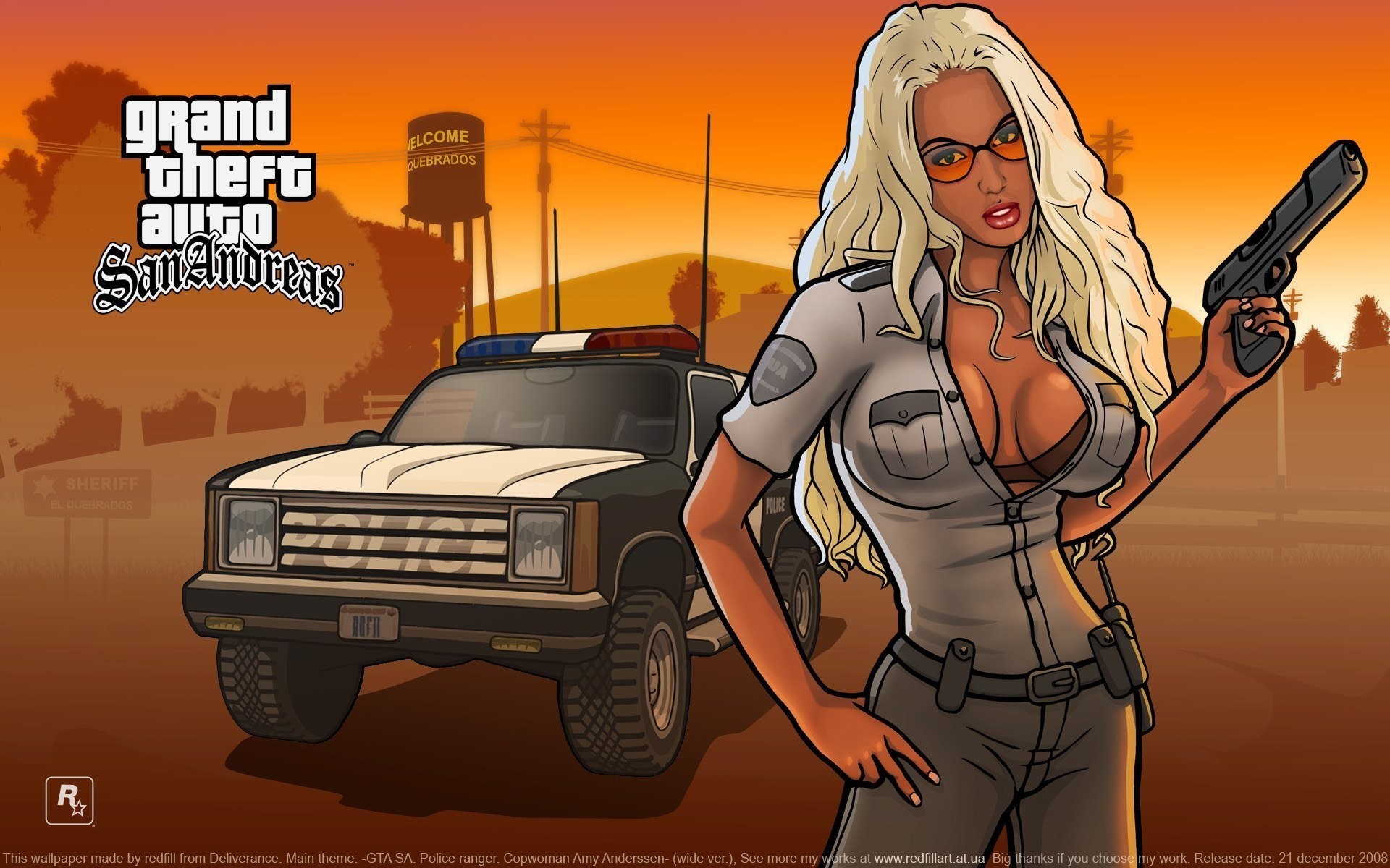 GTA San Andreas, Barbara Schternvart, Poliziotta, Logo, Artwork, sfondo 1920x1200 per PC