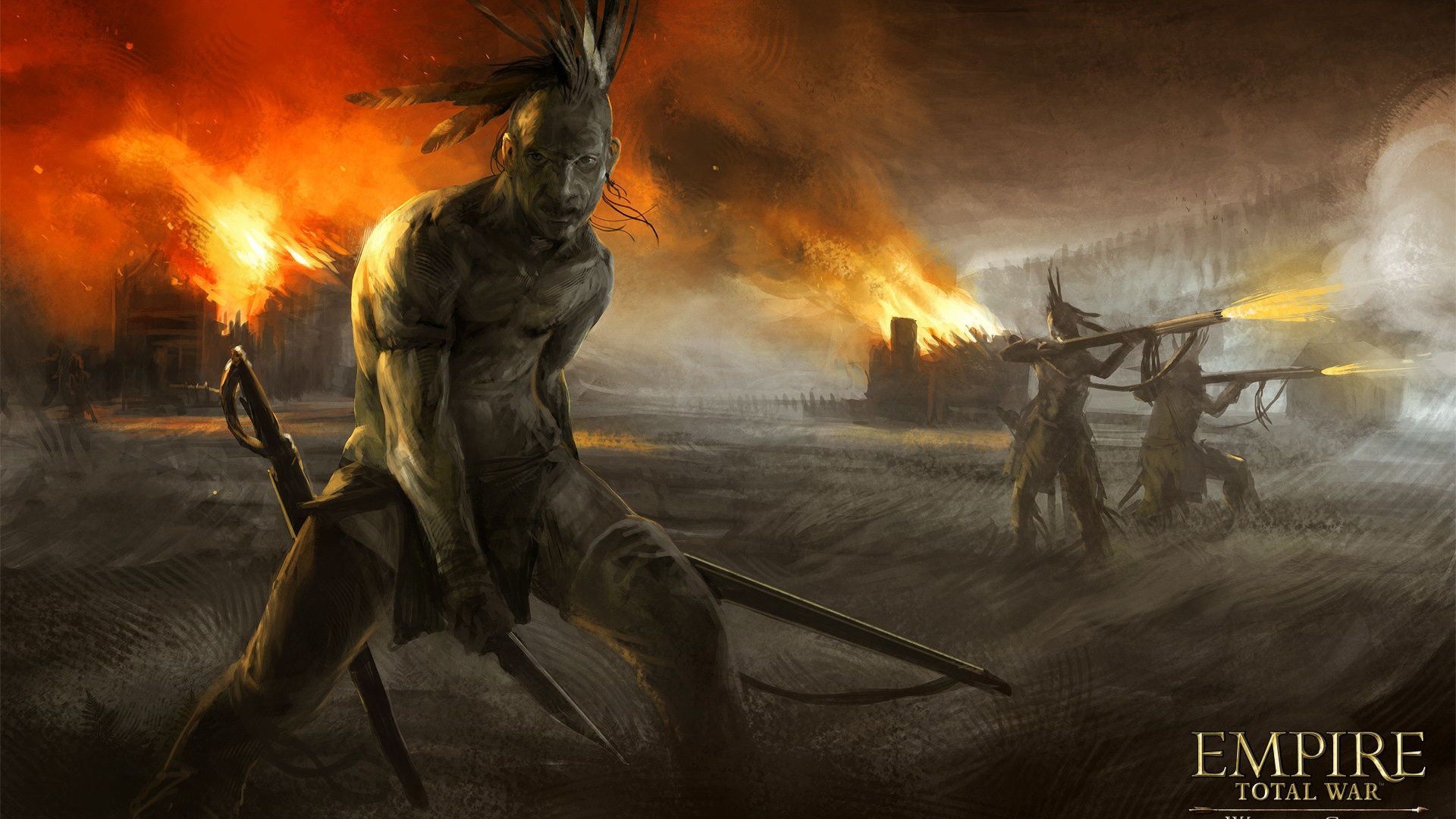 Empire: Total War, Guerriero nativo americano, Battaglia, Fuoco, sfondo desktop 1920x1080