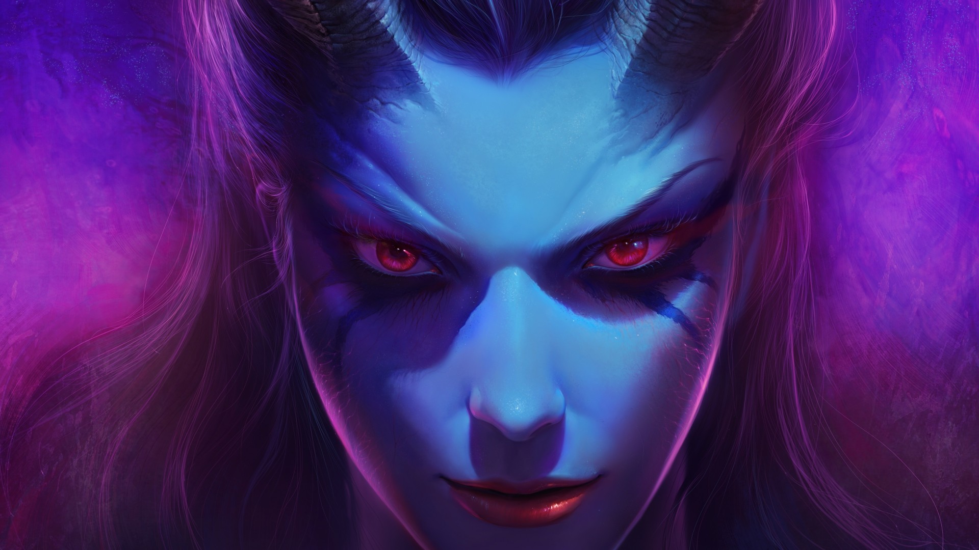 Queen of Pain, Dota 2, Primo piano, Viola, Full HD, sfondo desktop