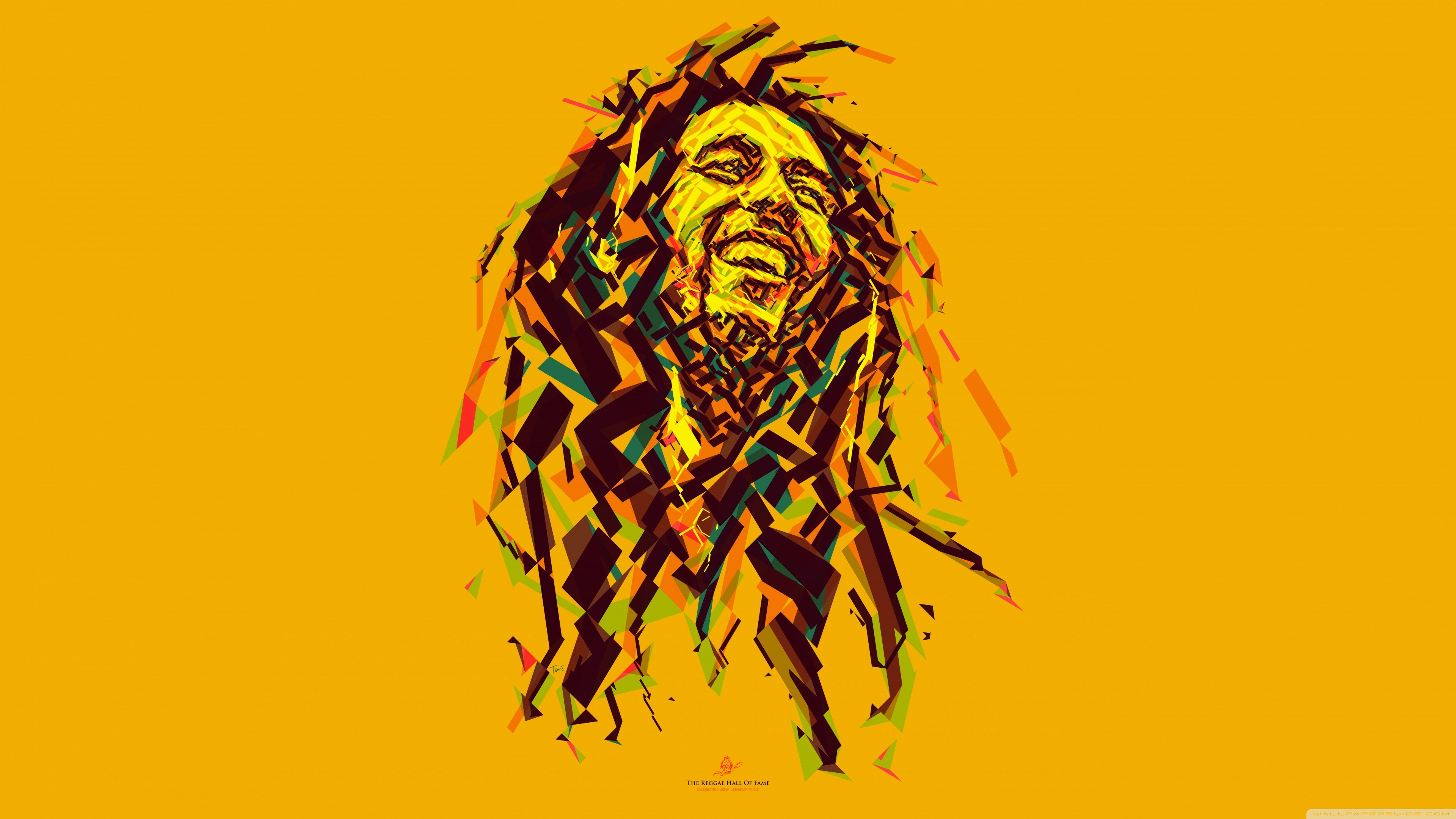 Bob Marley, Arte geometrica, Sfondo giallo, 4K, wallpaper per PC