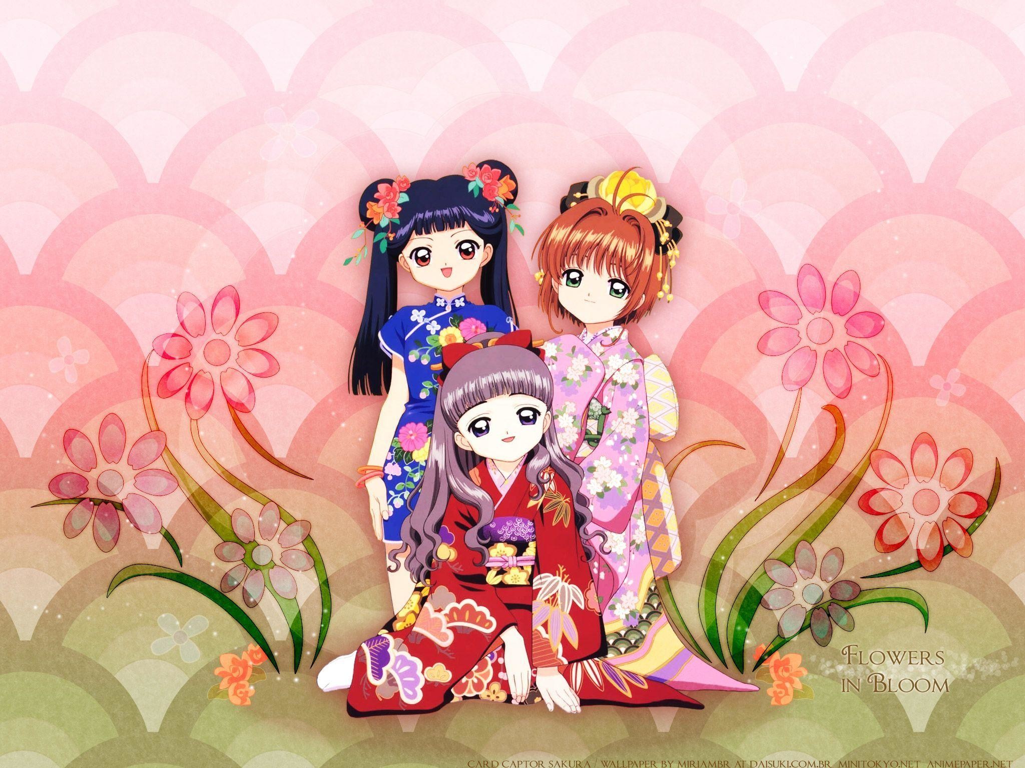 Card Captor Sakura, Sakura Kinomoto, Tomoyo Daidouji, Meiling Li, Abiti cinesi, sfondo iPad