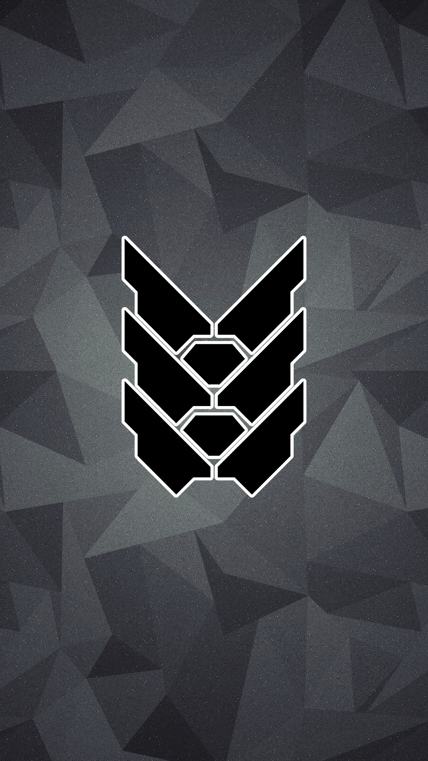 Logo geometrico, Low poly, Grigio, Nero, QHD+, schermata di blocco del cellulare