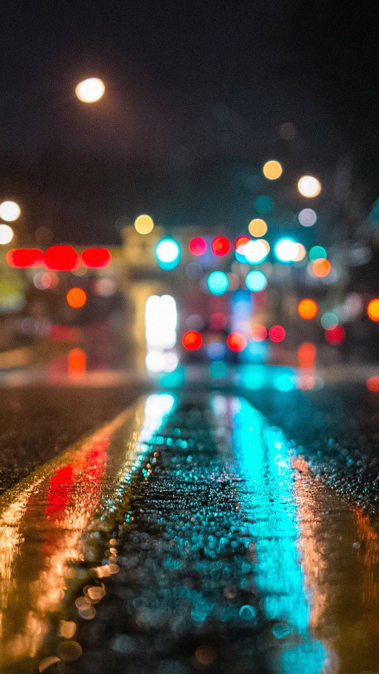 Strada, Bokeh, Luci della città, Pioggia, Notte, Full HD, schermata di blocco iPhone