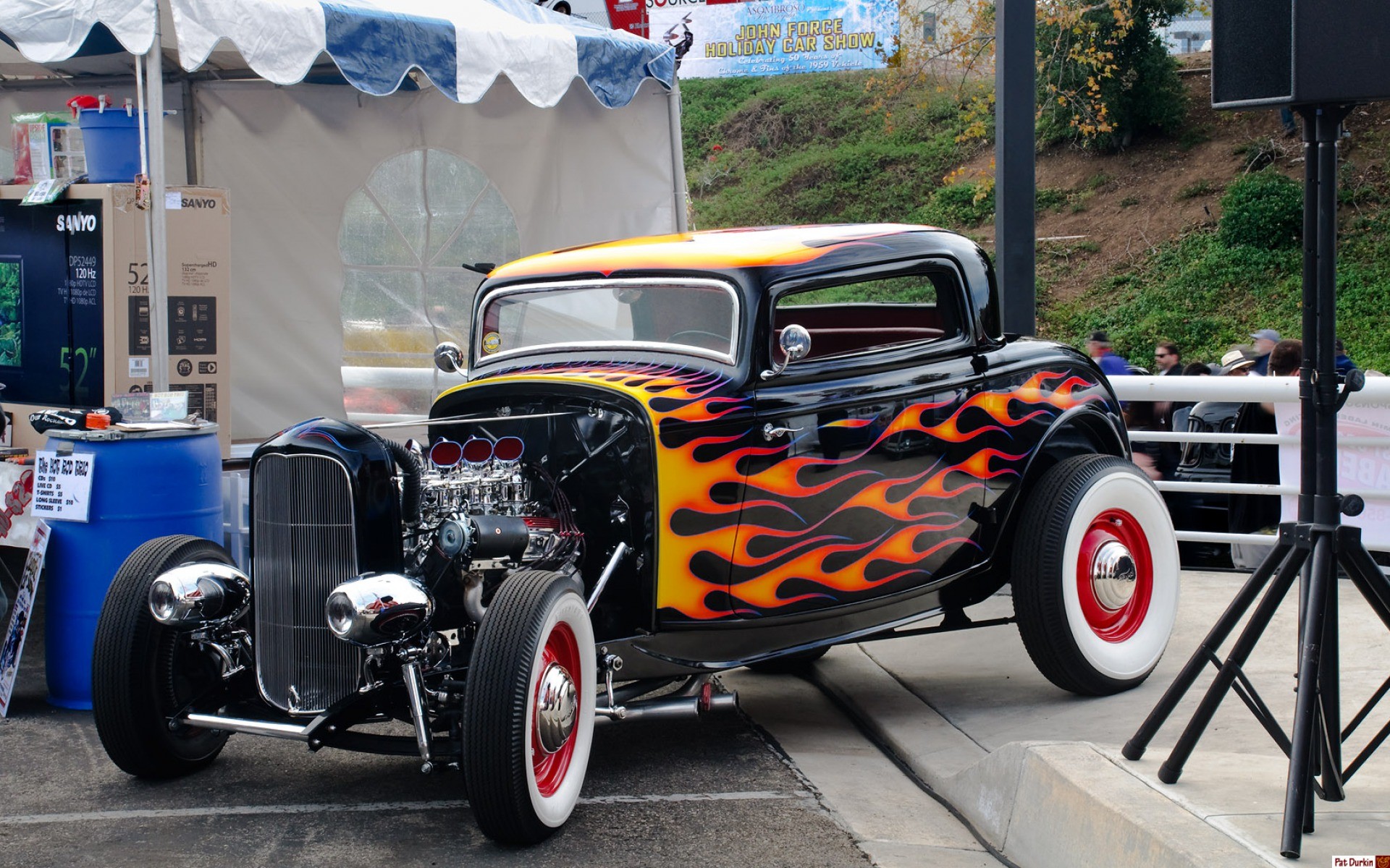 Hot rod, Ford 1932, Fiamme dipinte, Auto custom, Full HD, sfondo per portatile