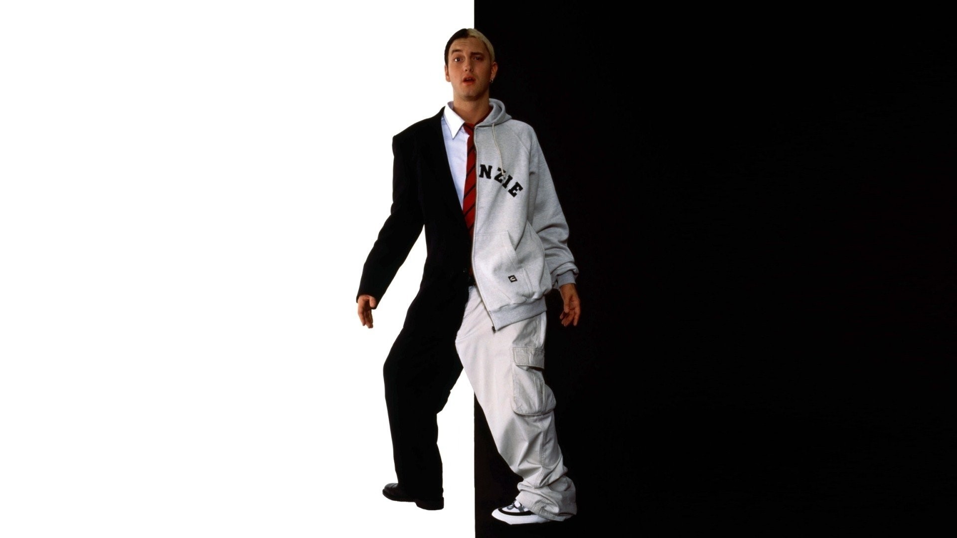 Eminem, Abito diviso, Bianco e nero, 1920x1080, sfondo per PC