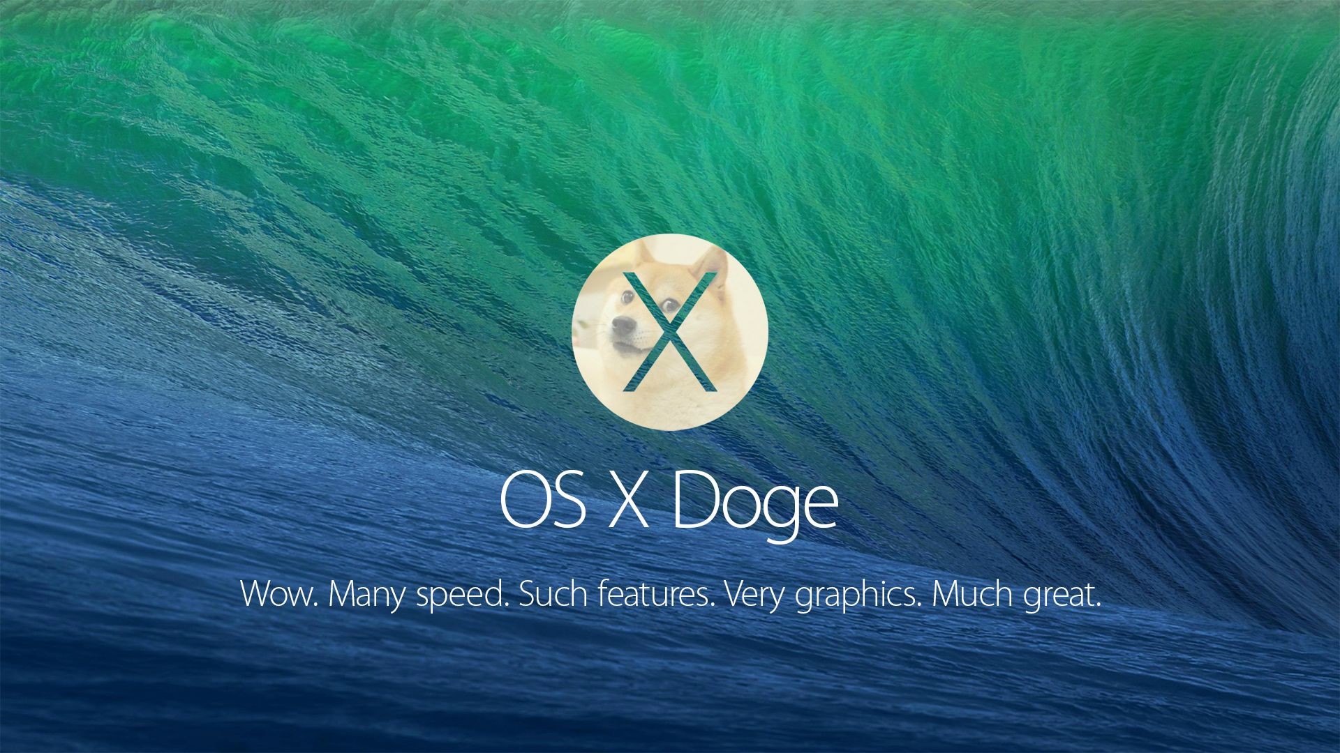 OS X Doge, Doge, OS X Mavericks, Onda, Parodia, Full HD, wallpaper desktop