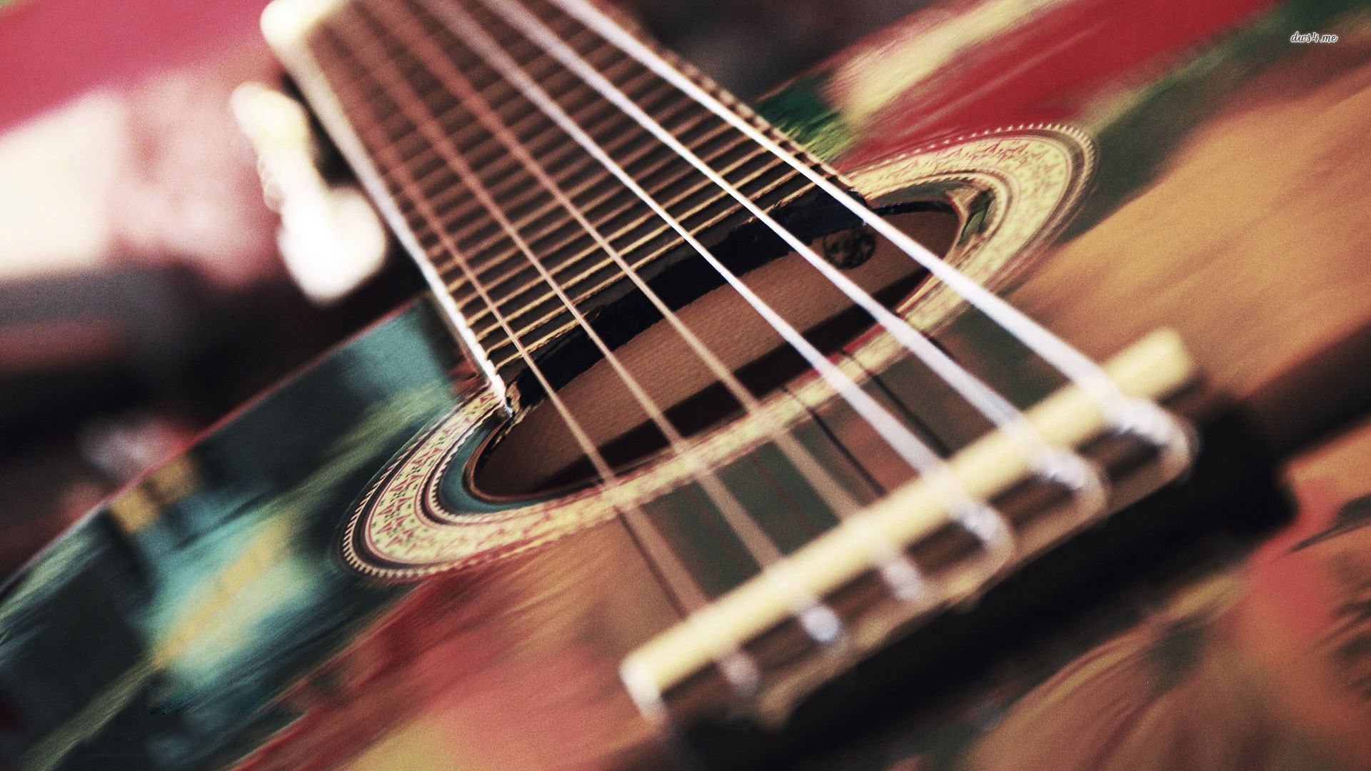 Chitarra acustica, Corde, Rosetta, Sfocatura, 16:9 Full HD, sfondo widescreen