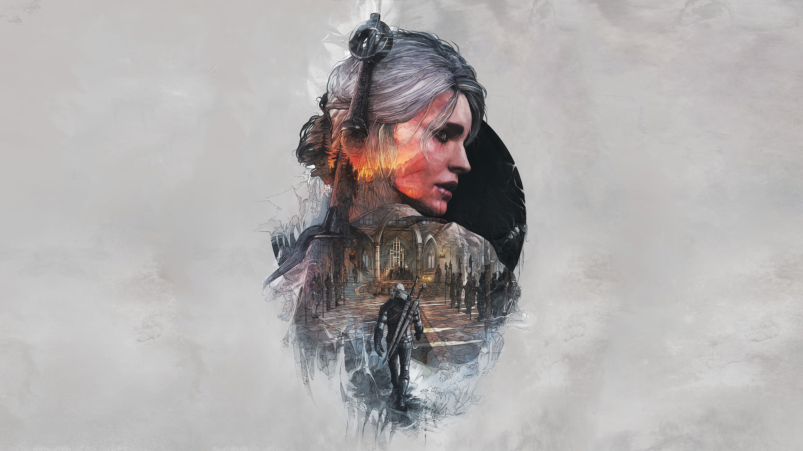 Ciri, Geralt di Rivia, The Witcher 3: Wild Hunt, Doppia esposizione, sfondo desktop 2K