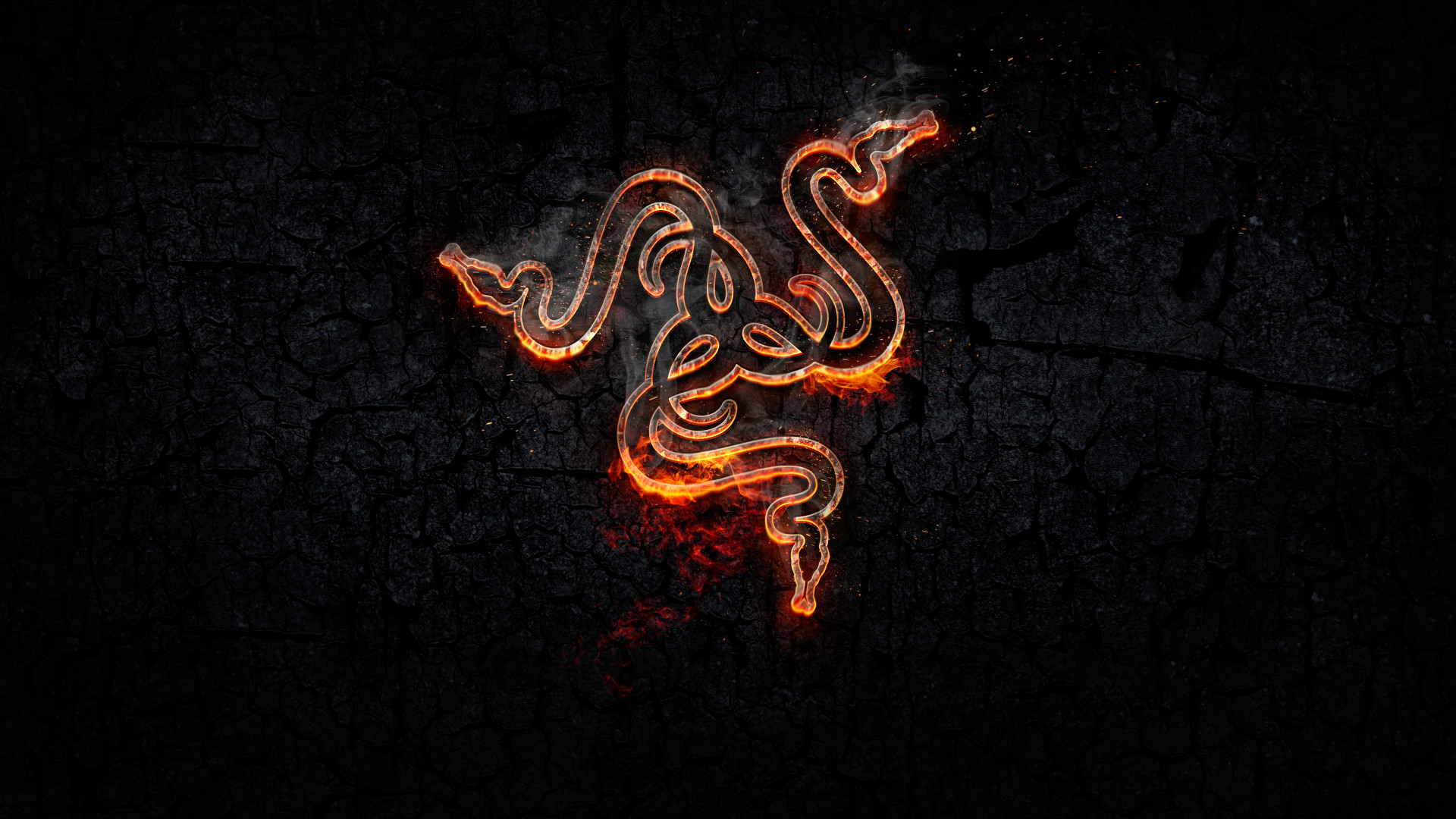 Razer, Logo Razer, Fuoco, Arancione, Texture scura, Full HD, sfondo per PC