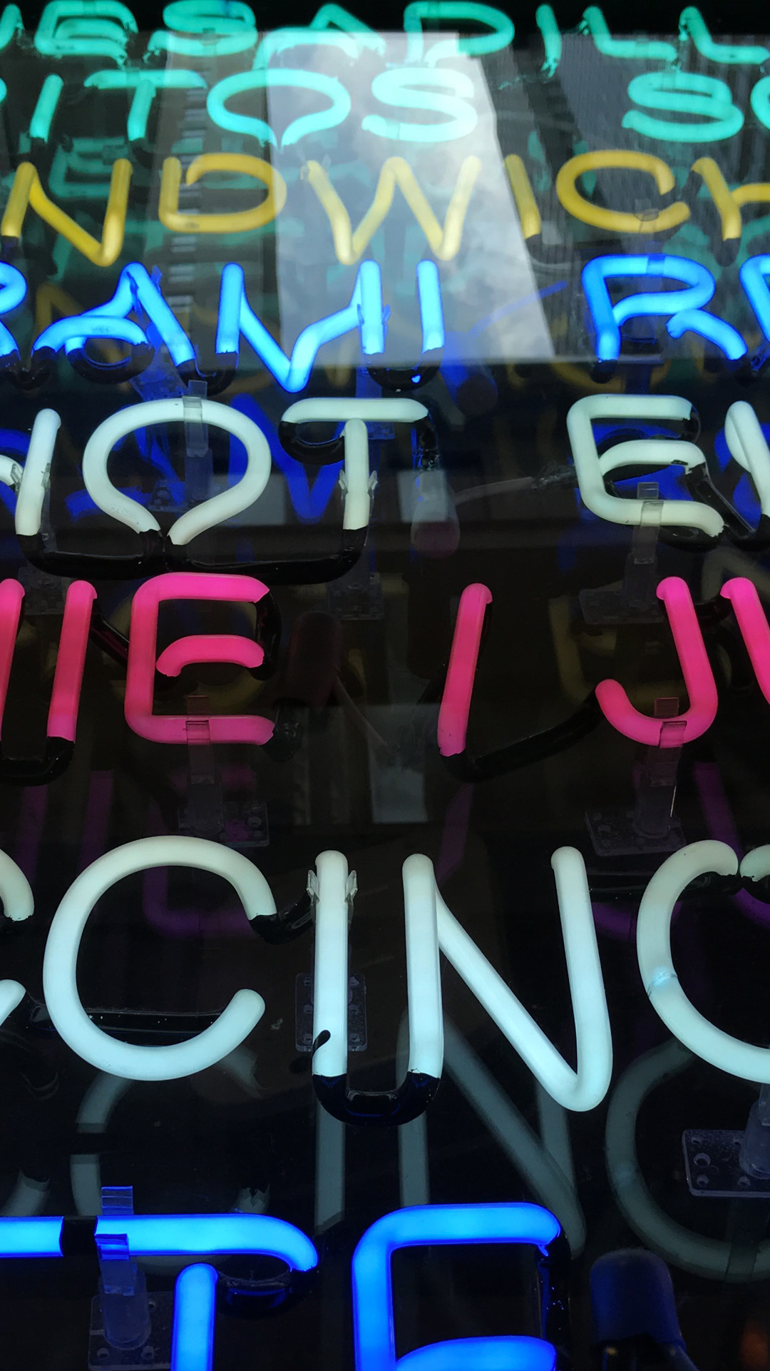 Insegne al neon, Scritte luminose, Notte, Tipografia, wallpaper iPhone
