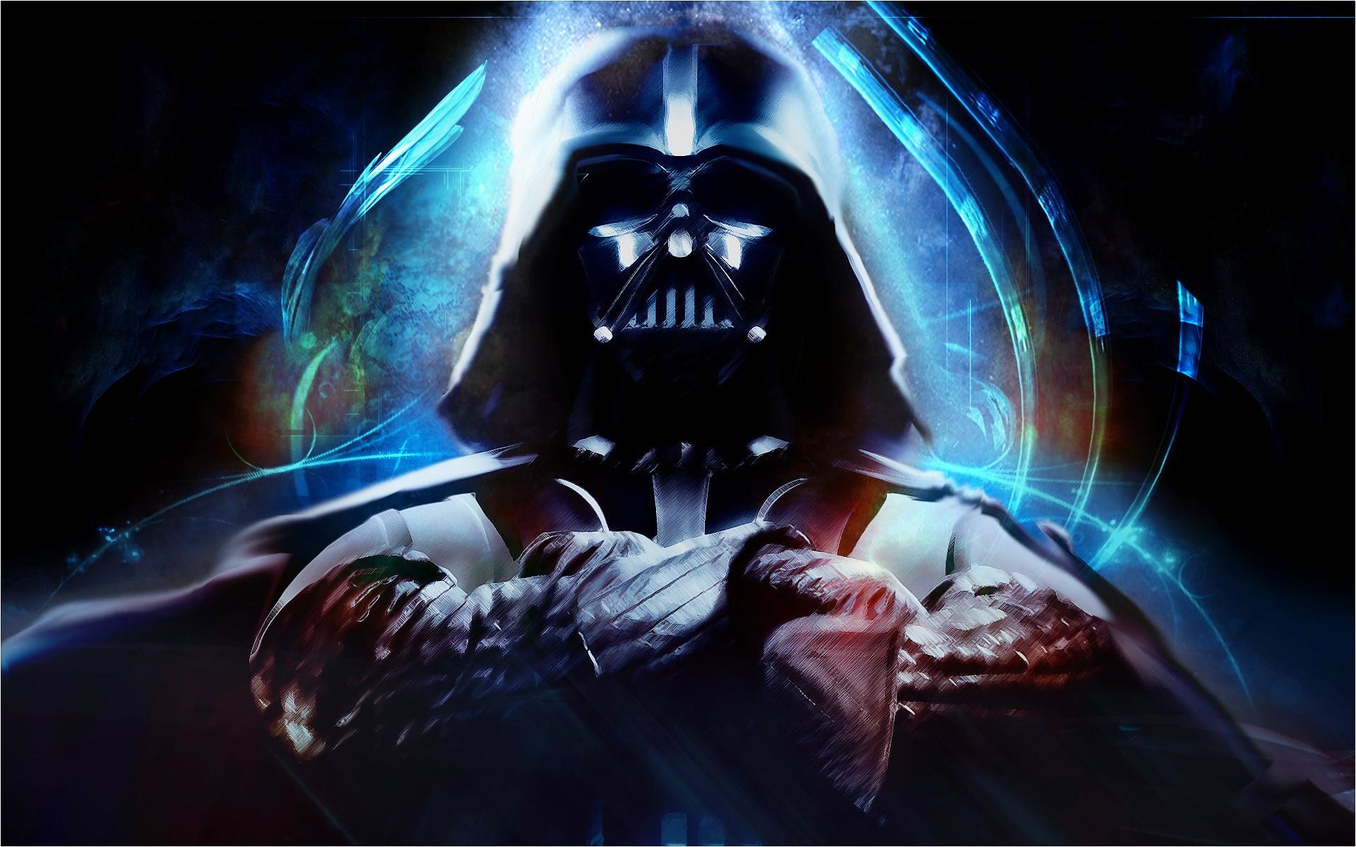 Darth Vader, Braccia incrociate, Luce blu, Arte digitale, 1920x1200, sfondo MacBook Pro
