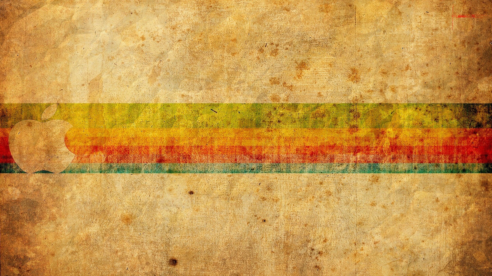 Logo Apple, Strisce arcobaleno, Carta invecchiata, Grunge, sfondo desktop Mac