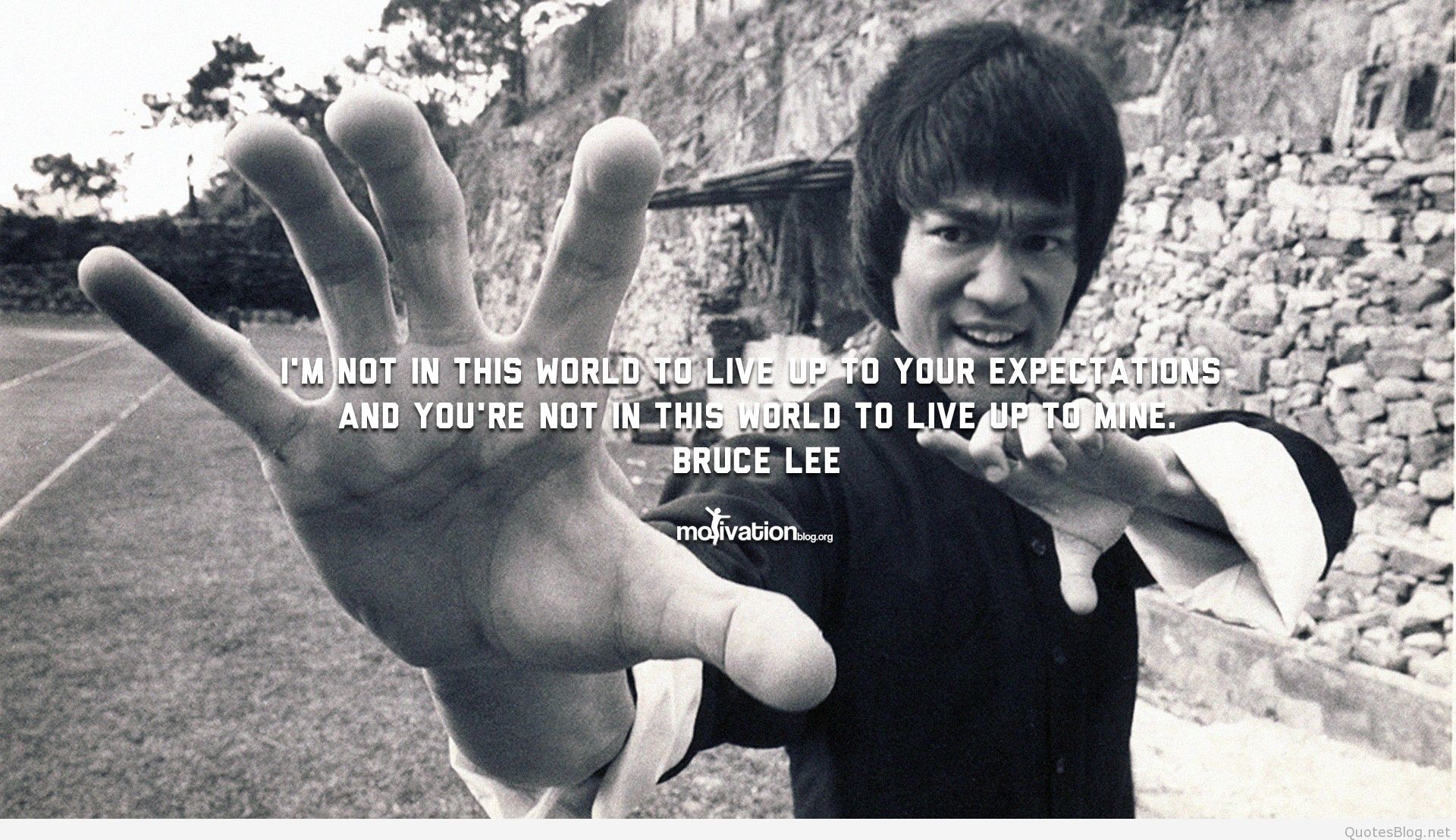 Bruce Lee, Citazione, Mano tesa, Bianco e nero, Full HD, sfondo per portatile
