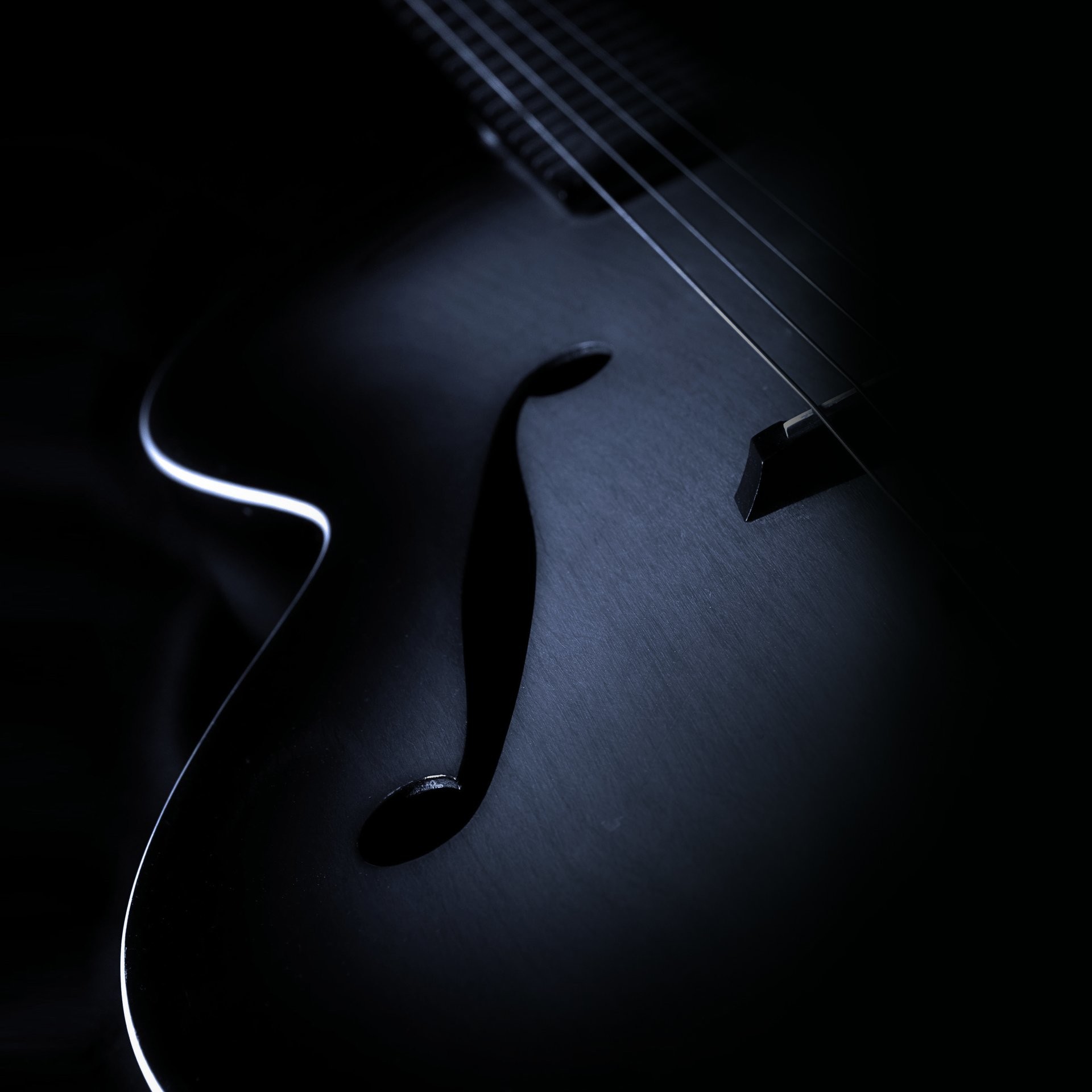 Chitarra semiacustica, Corde, Blu scuro, sfondo per iPad e tablet