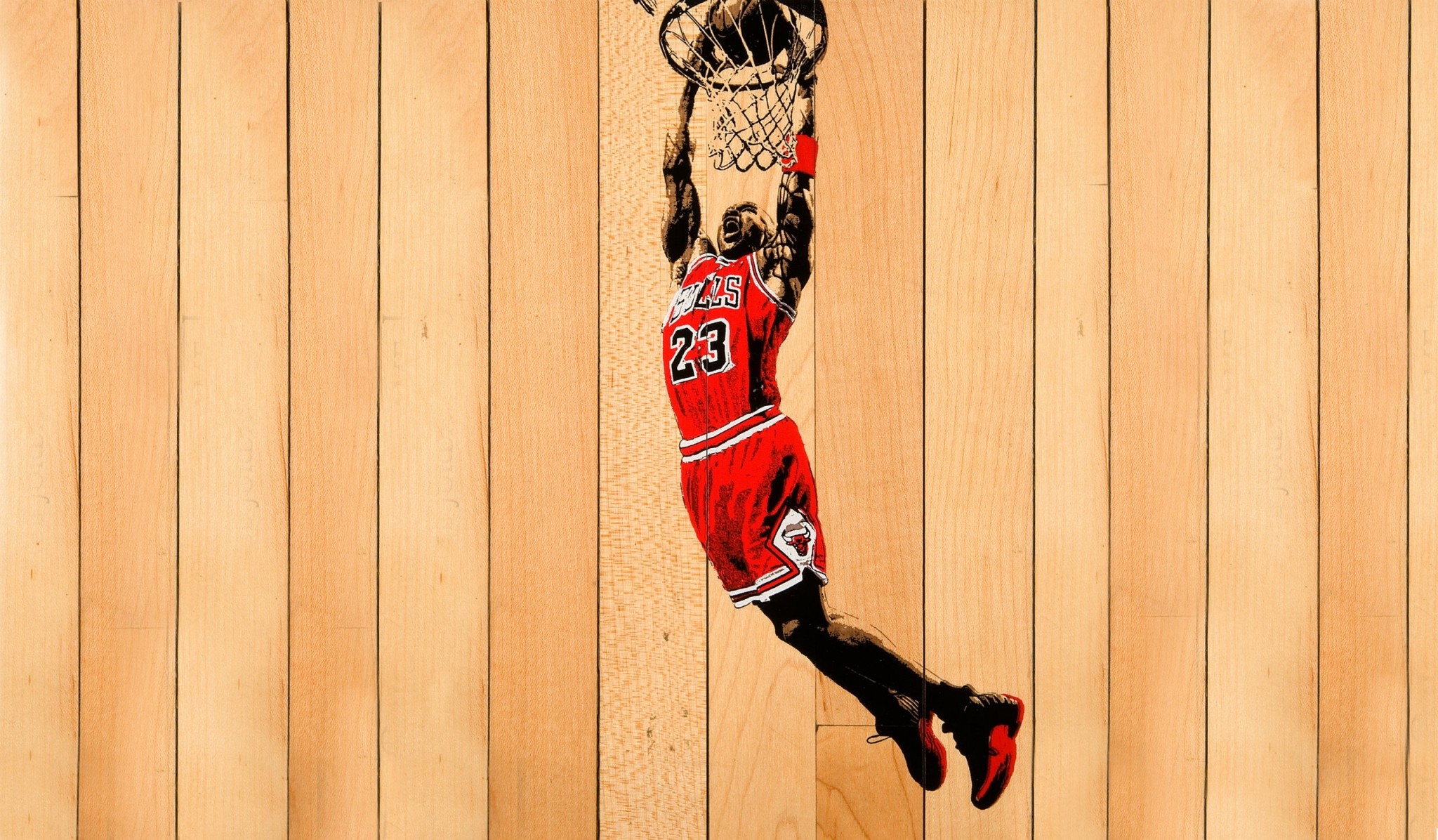 Michael Jordan, Chicago Bulls, Schiacciata, Legno, Full HD, sfondo Windows 11