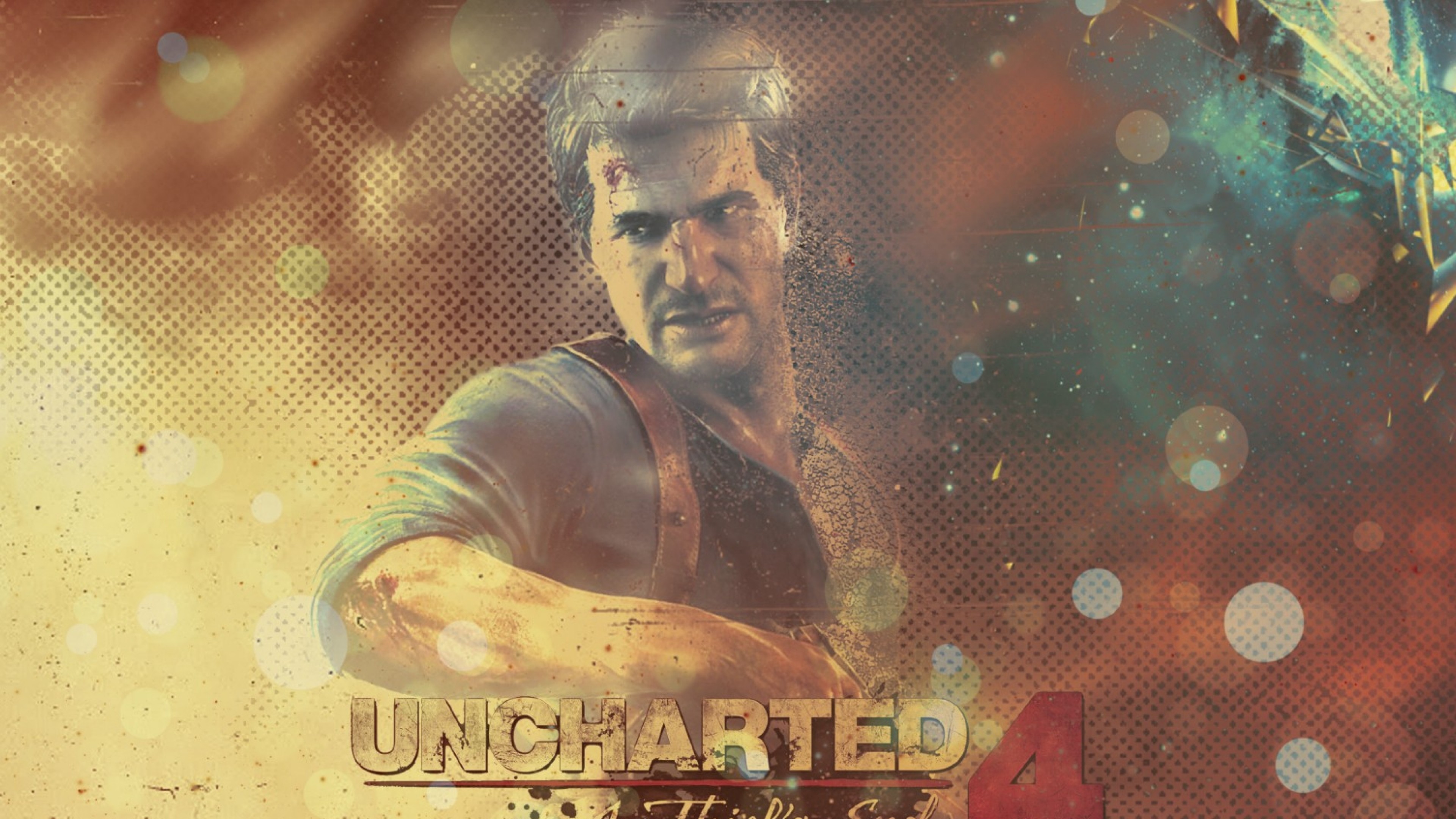 Nathan Drake, Uncharted 4, Fan art, Logo, 16:9 4K, sfondo widescreen