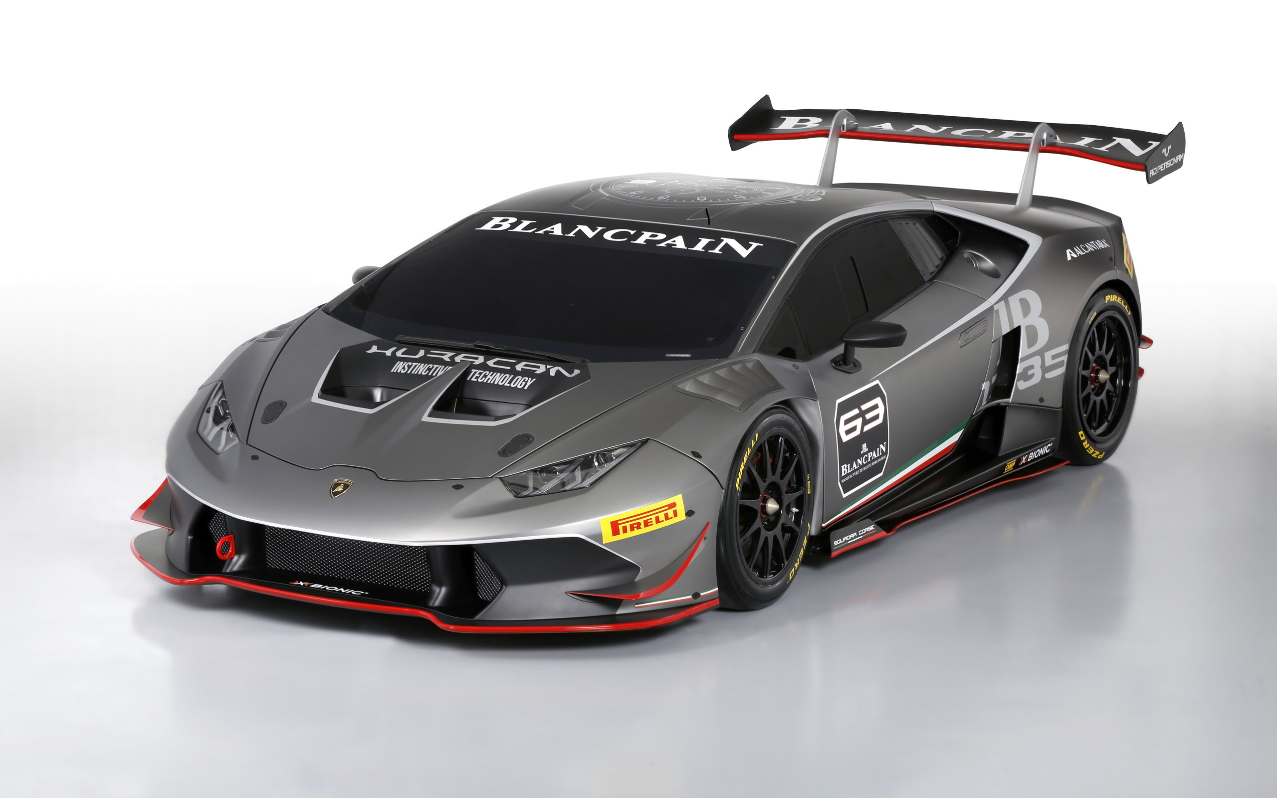 Lamborghini Huracán Super Trofeo, Blancpain, Auto da corsa, Sfondo bianco, wallpaper desktop 2K