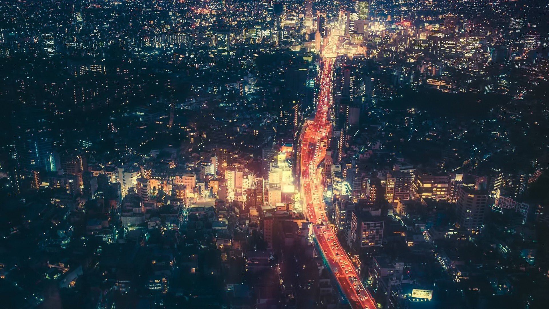 Città notturna, Vista aerea, 1920x1080, immagine di sfondo