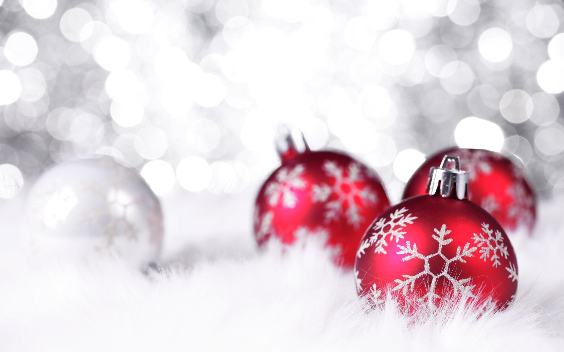 Palline di Natale, Fiocchi di neve, Bianco, Bokeh, 1920x1200, sfondo MacBook Pro