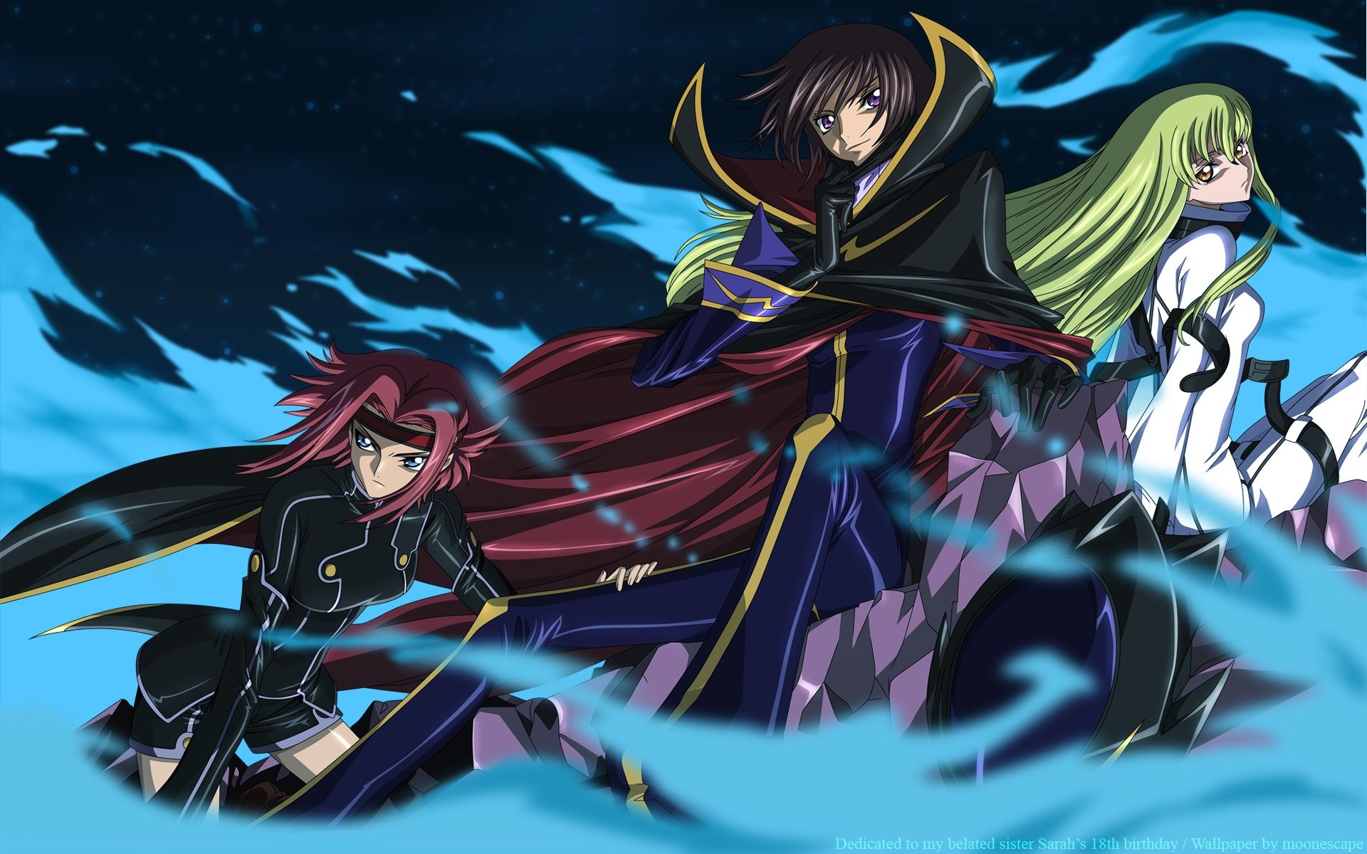 Lelouch Lamperouge, C.C., Kallen Kozuki, Code Geass, Blu, 1920x1200, immagine di sfondo