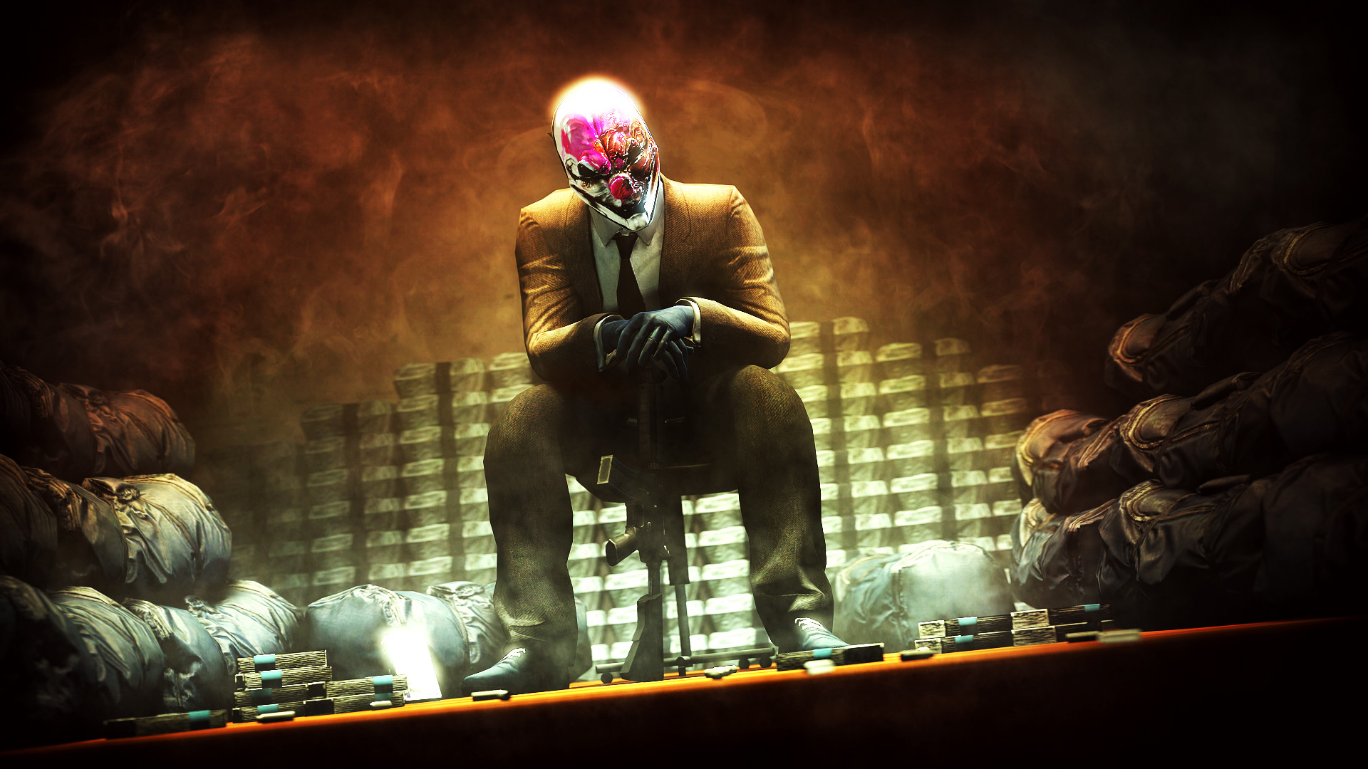 Hoxton, Payday 2, Lingotti d'oro, Sacchi di soldi, Full HD 1080p, sfondo desktop