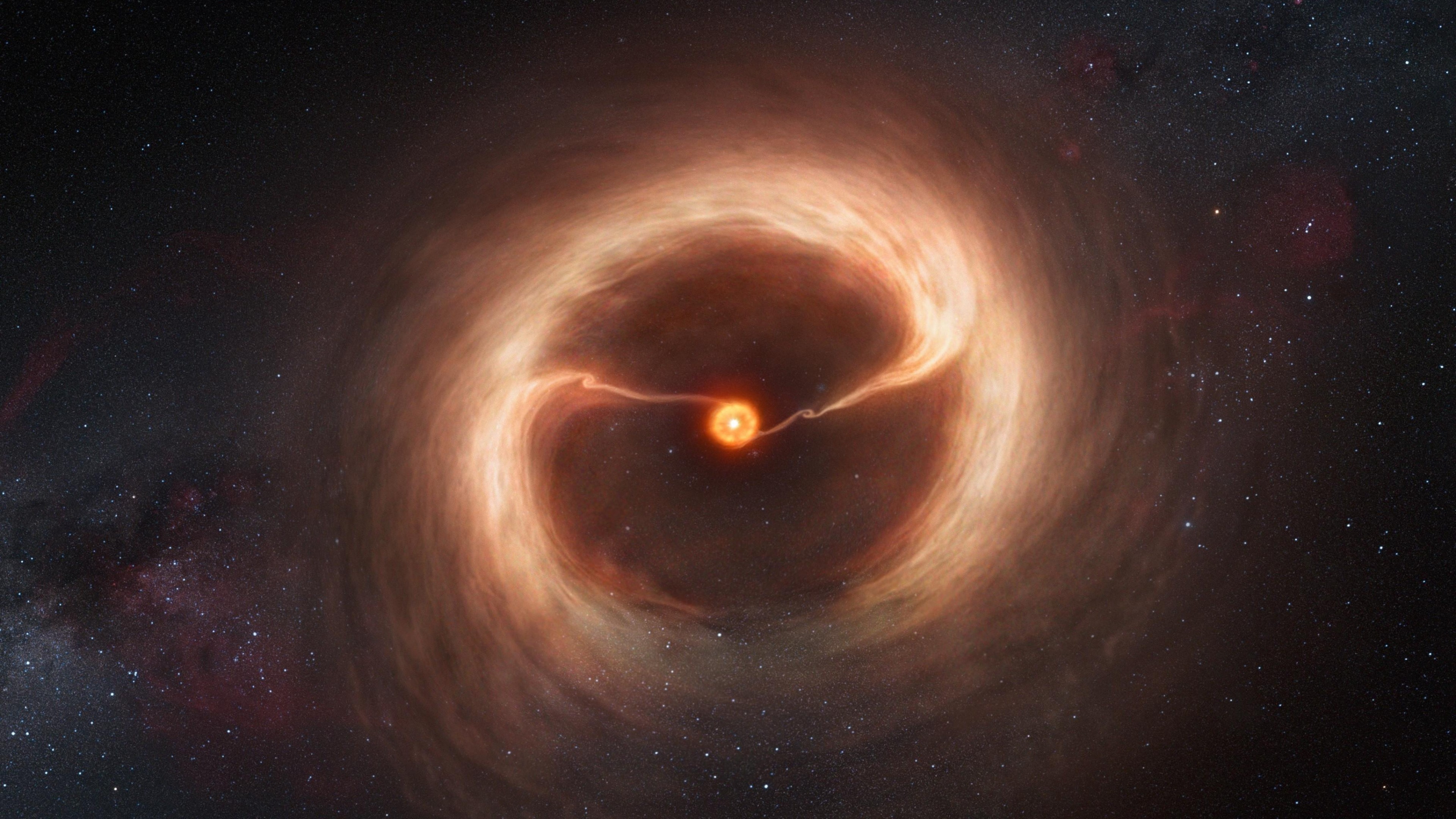 Buco nero, Stella, Disco di accrescimento, Arancione, 4K, sfondo per portatile