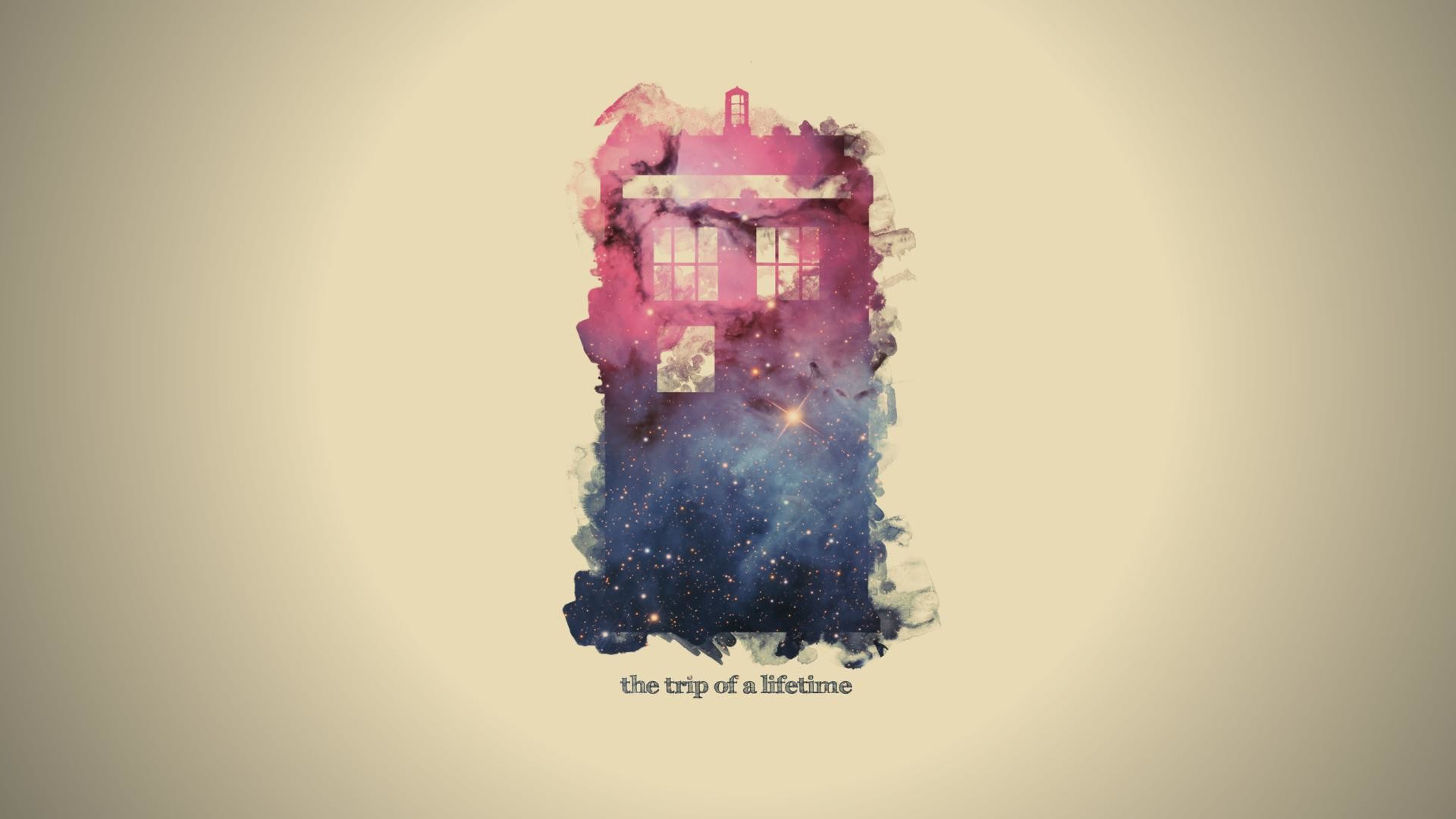 TARDIS, Doctor Who, The trip of a lifetime, Galassia, Acquerello, sfondo Full HD per portatile
