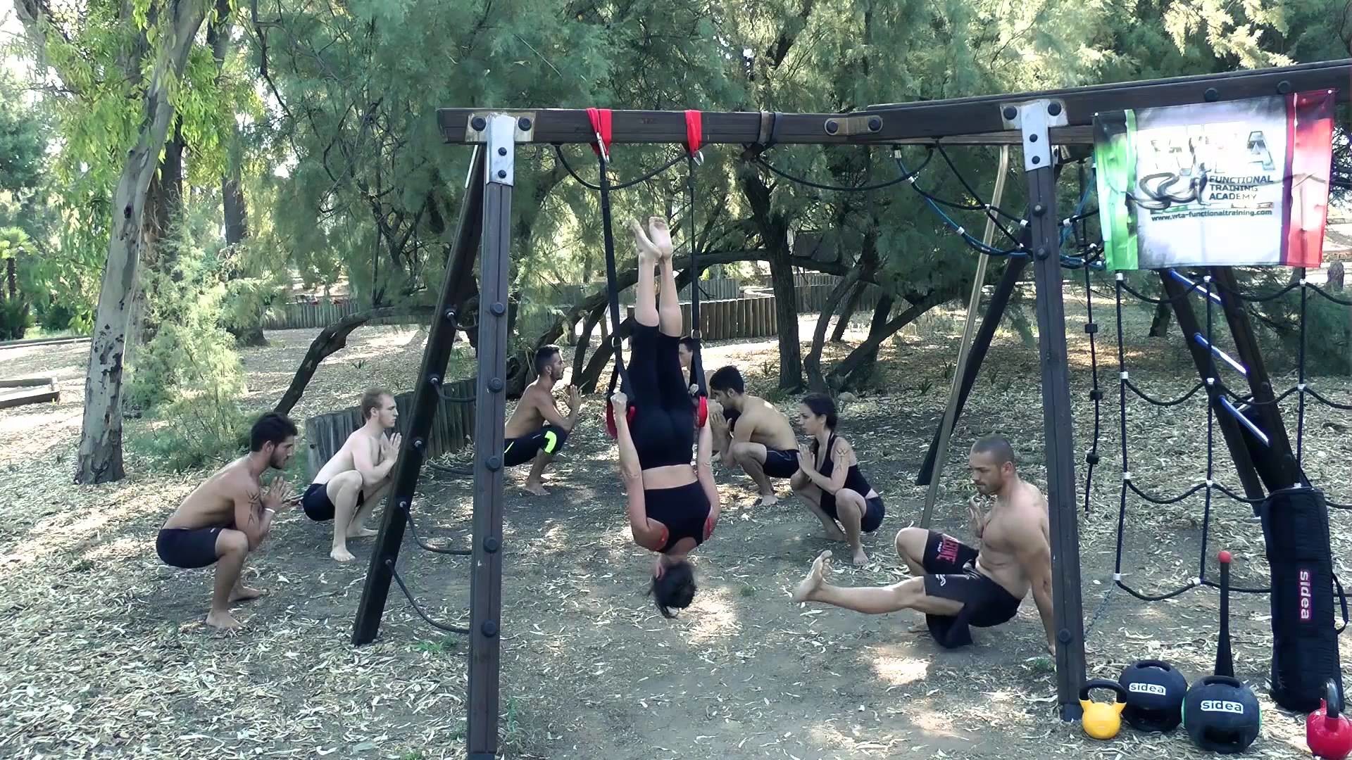 Allenamento all'aperto, Struttura funzionale, Allenamento di gruppo, Alberi, sfondo 1080p