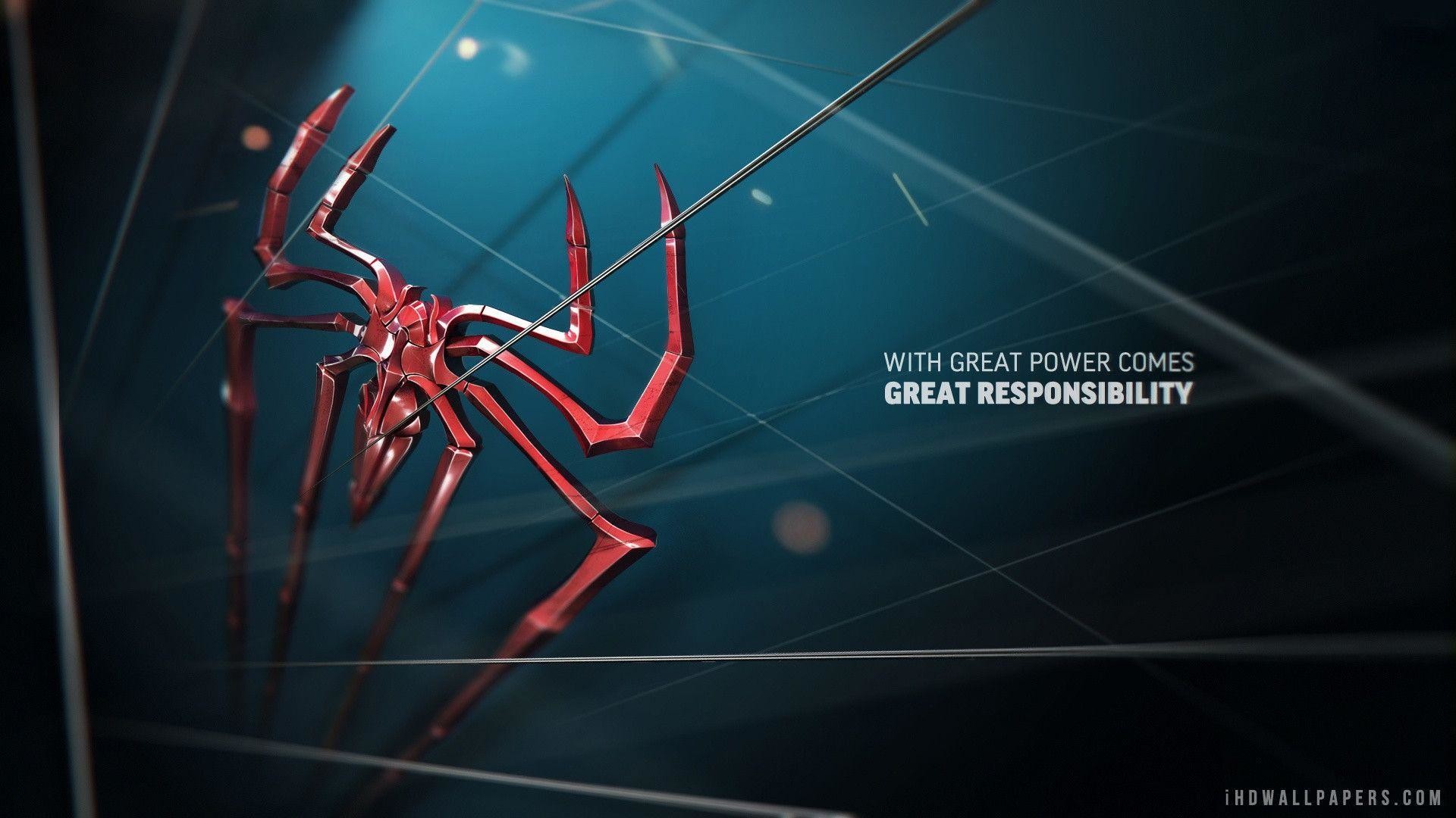Logo di Spider-Man, Ragnatela, Citazione, Blu scuro, Full HD 1080p, sfondo desktop