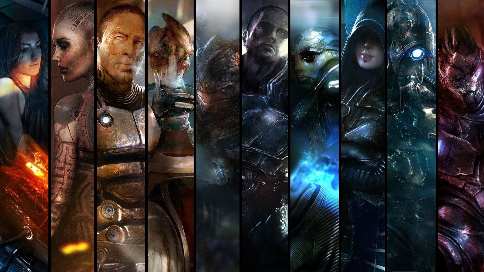 Mass Effect, Personaggi, Jack, Thane Krios, Collage, Full HD, sfondo per PC e portatile