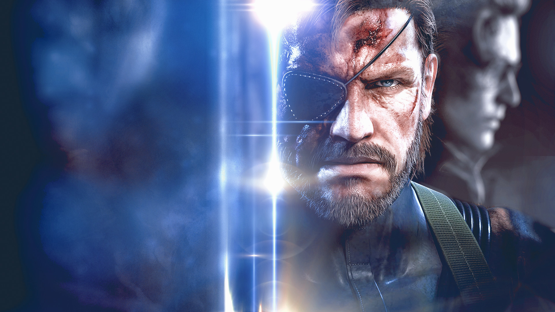 Venom Snake, Metal Gear Solid V, Benda sull'occhio, Blu, 16:9 Full HD, sfondo widescreen
