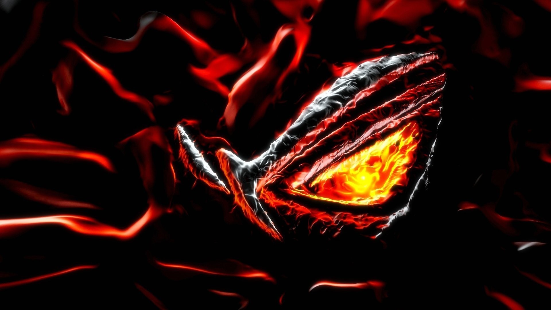 ASUS ROG, Logo, Fuoco, Rosso, 1920x1080, immagine di sfondo