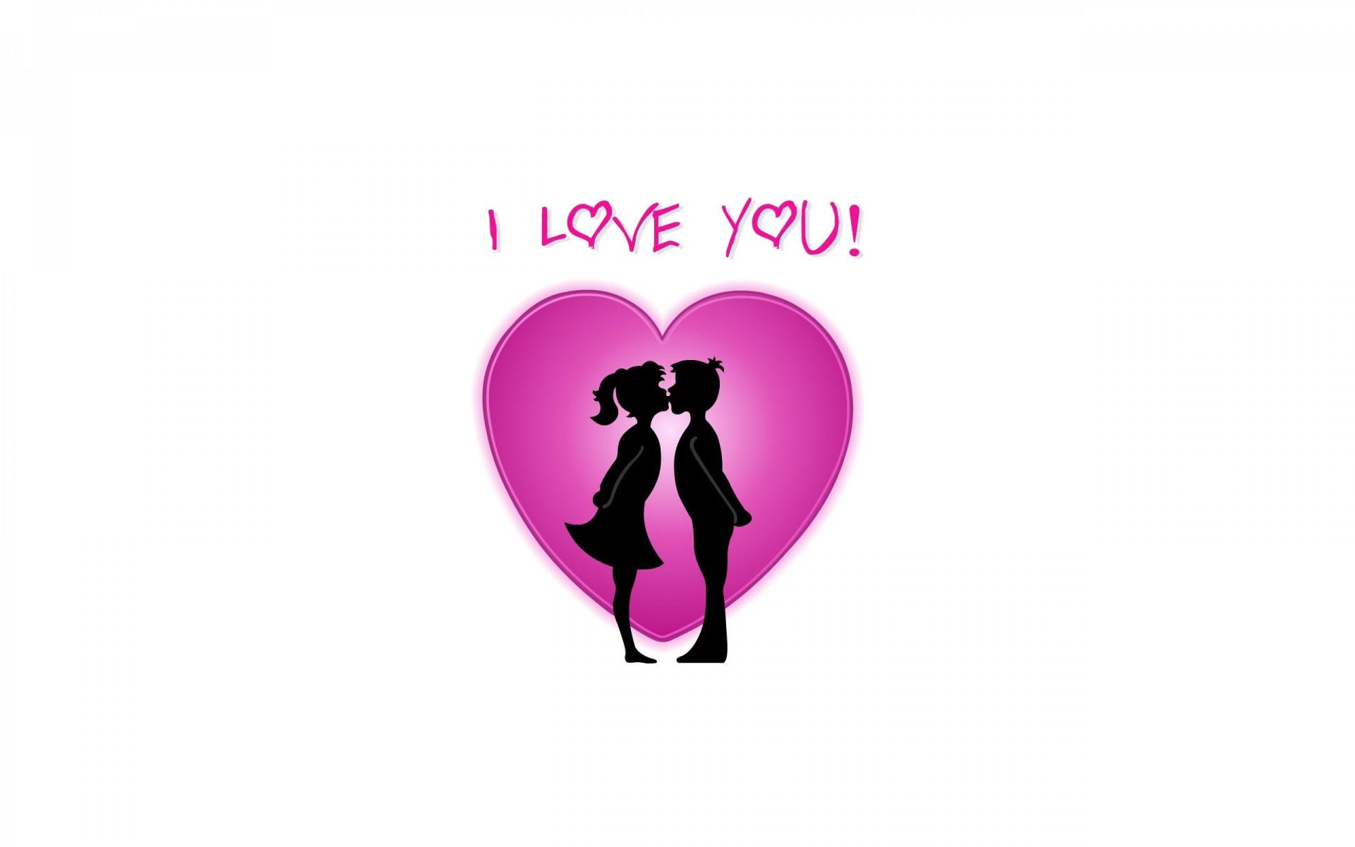 I Love You, Bacio, Silhouette, Cuore rosa, Full HD, sfondo per portatile
