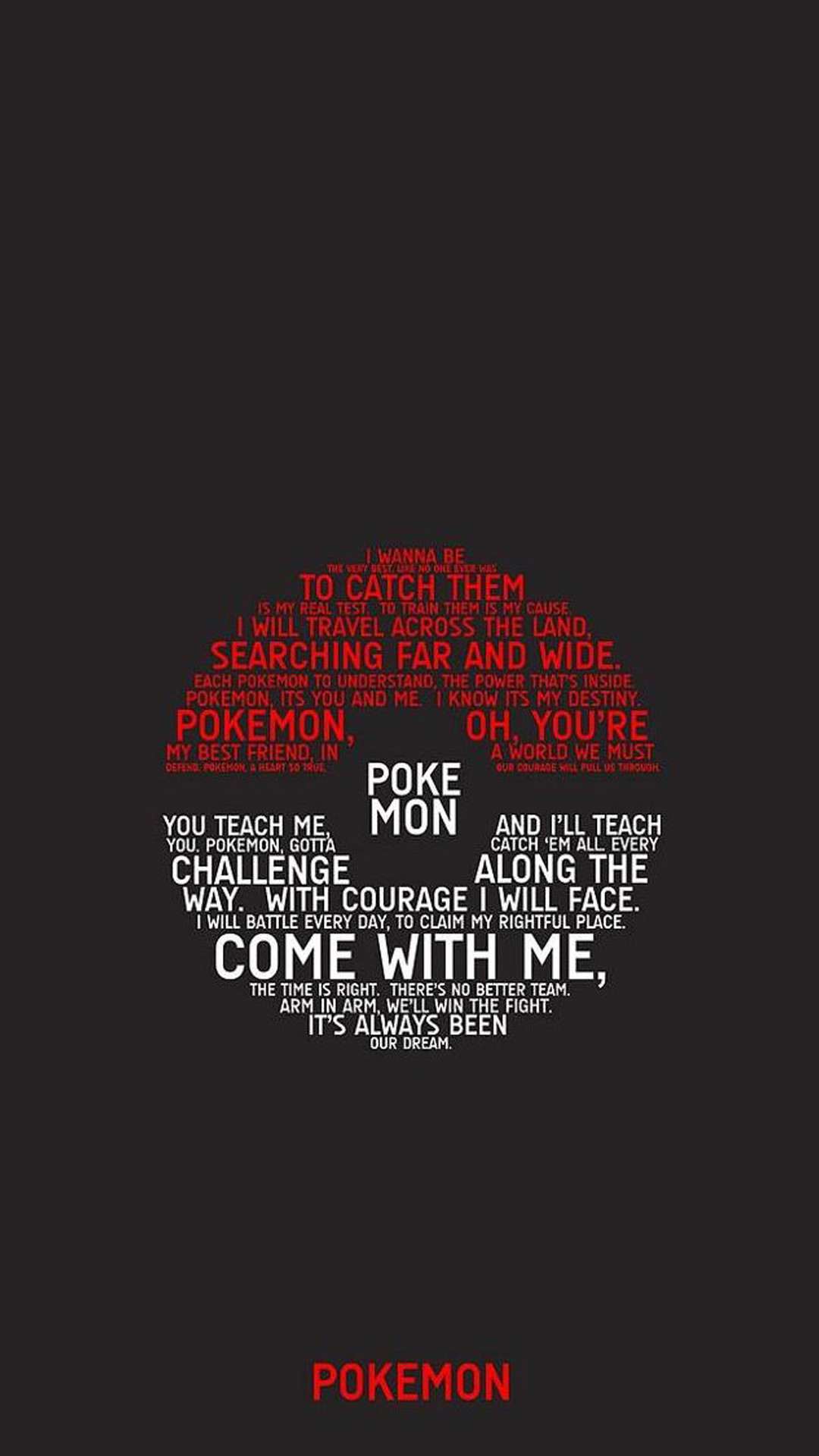 Pokémon, Pokéball, Tipografia, Testo sigla, Full HD, sfondo iPhone 7