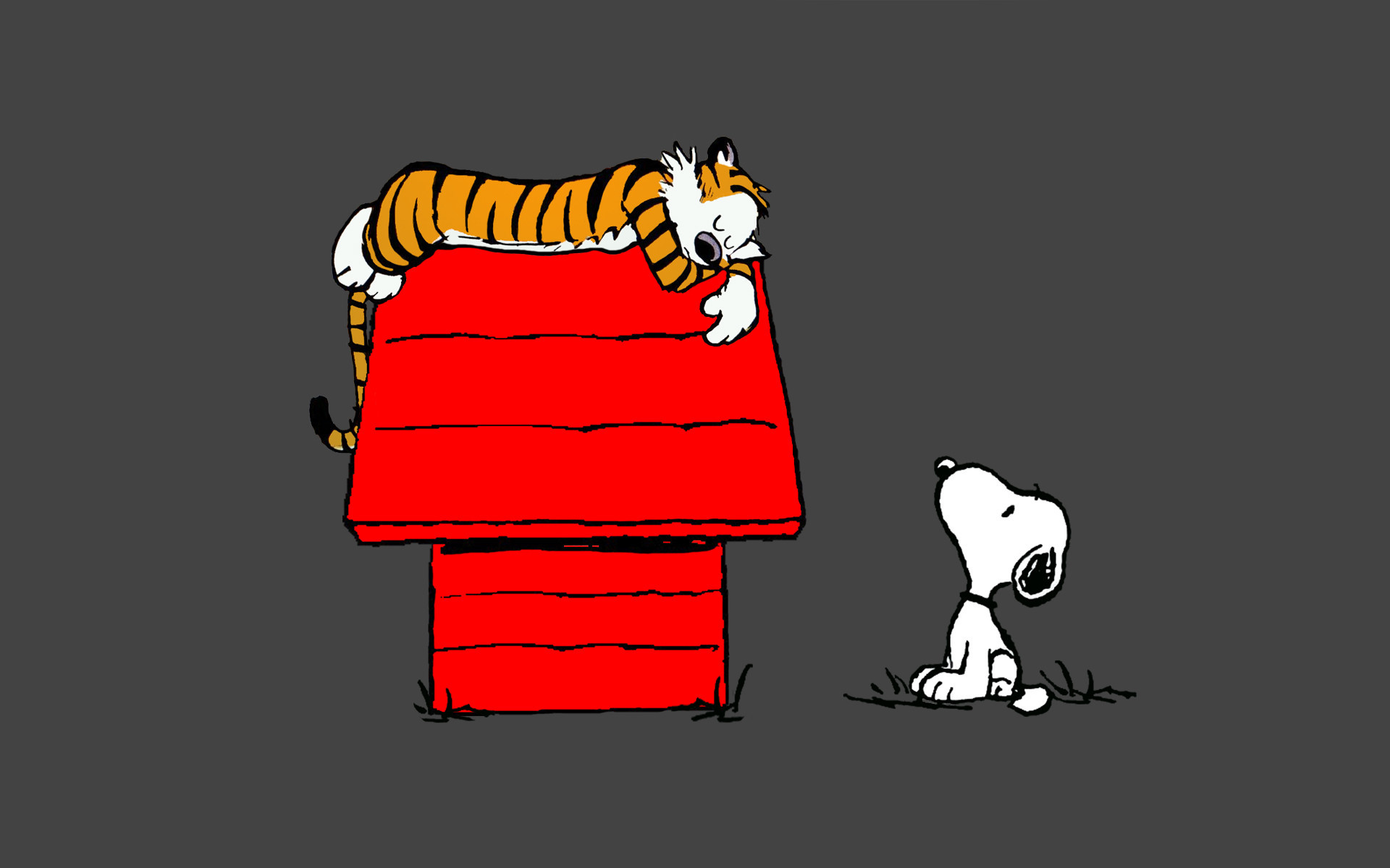 Snoopy, Hobbes, Calvin & Hobbes, Cuccia rossa, Crossover, 1920x1200, immagine di sfondo