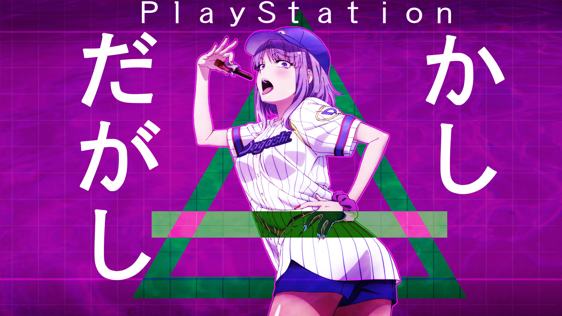 Vaporwave, Hotaru Shidare, Dagashi Kashi, PlayStation, Viola, Full HD, sfondo per PC
