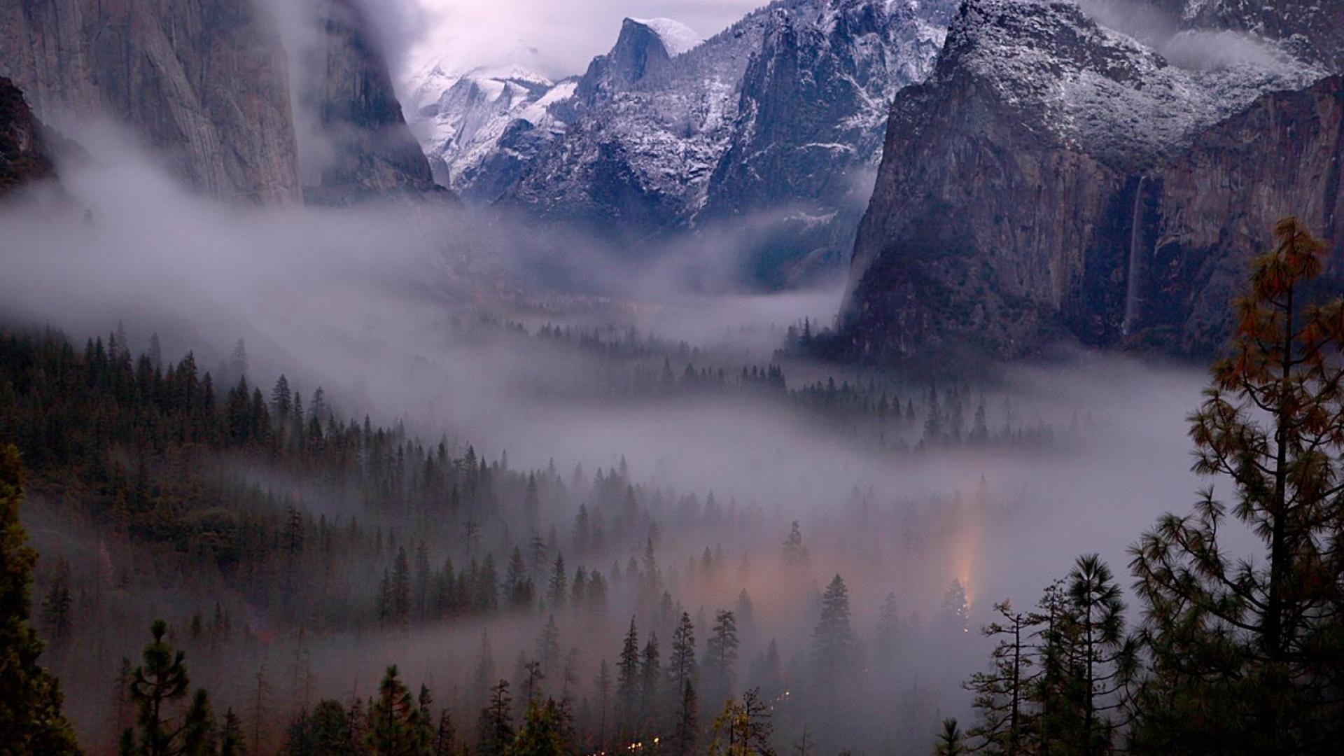 Yosemite, Valle, Nebbia, Montagne, 1920x1080, sfondo per PC