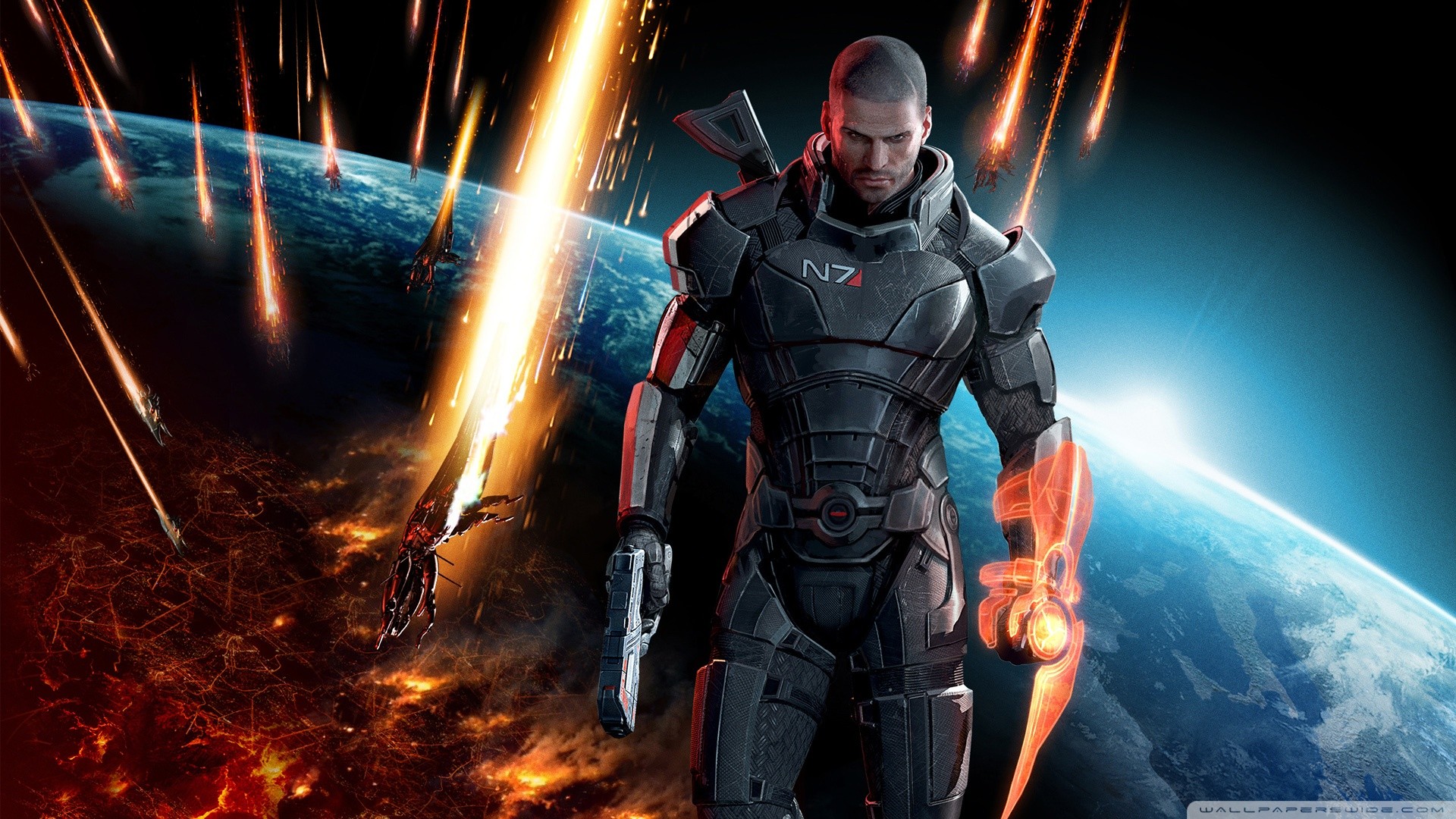 Comandante Shepard, Mass Effect 3, Mass Effect, N7, Terra, Full HD, sfondo per portatile