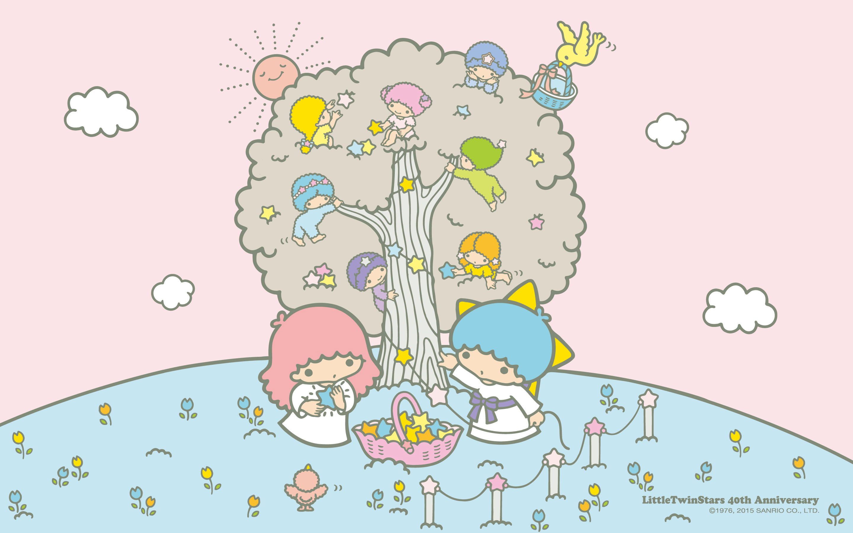 Little Twin Stars, Kiki e Lala, Sanrio, Albero, 2K, sfondo Windows 11