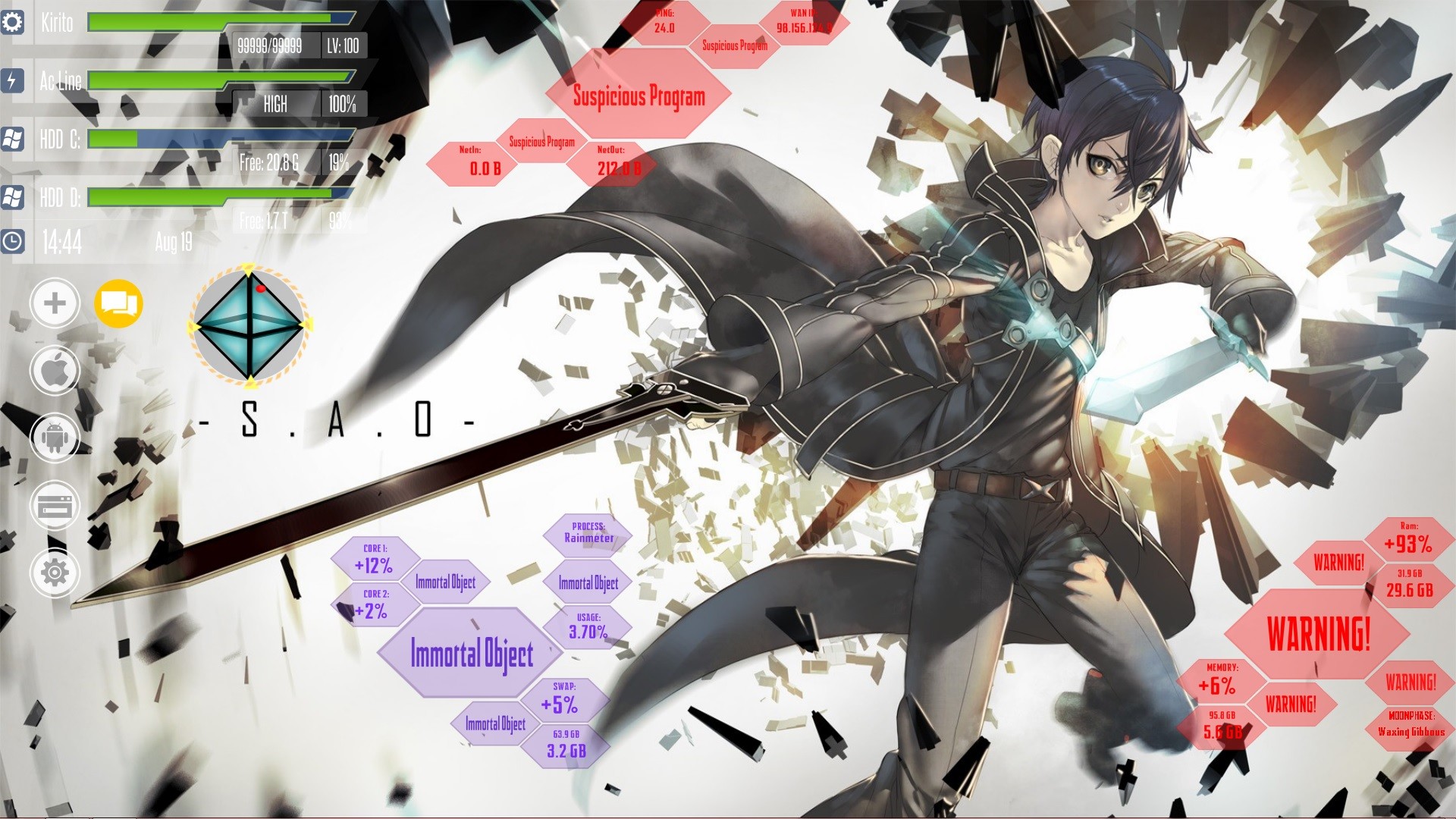 Kirito, Sword Art Online, Interfaccia, Doppia spada, 1920x1080, sfondo per PC