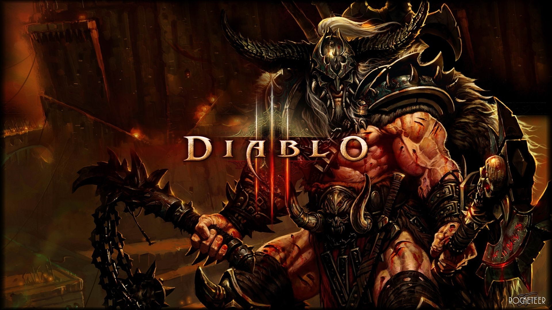 Barbaro, Diablo III, Logo, Corna, Full HD, sfondo Windows 11