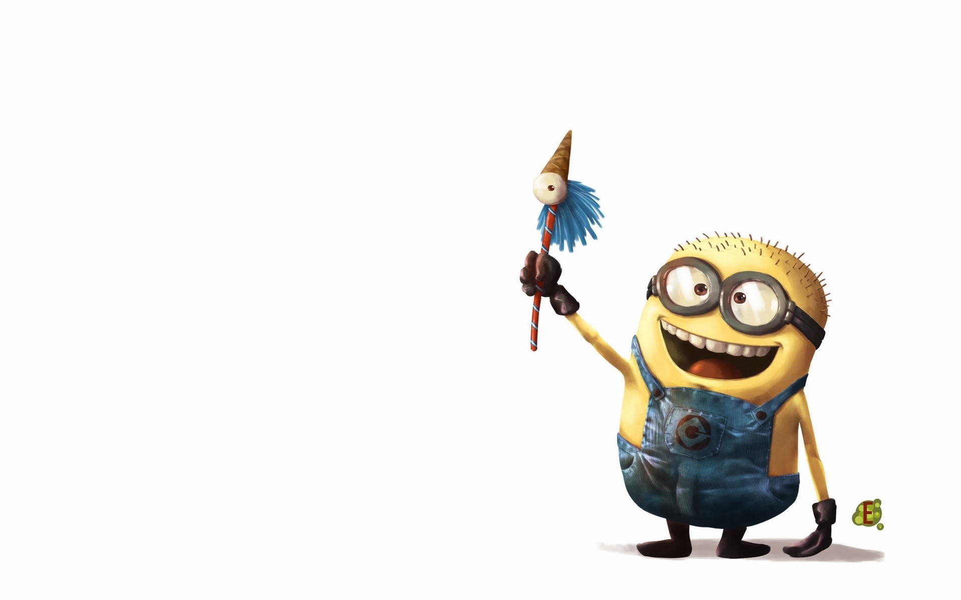 Minion, Cattivissimo me, Sfondo bianco, Minimalista, wallpaper Android
