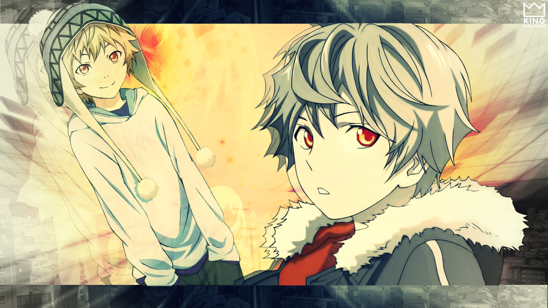 Yukine, Noragami, Doppio ritratto, Toni caldi, Cappello, Full HD, sfondo per PC