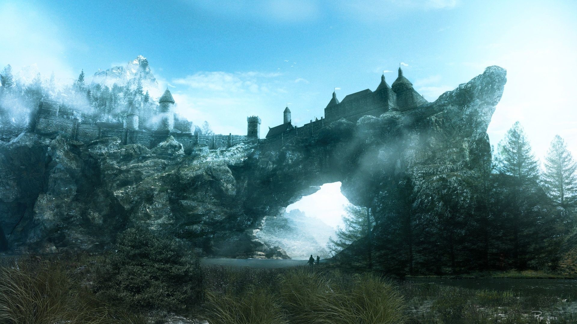 The Elder Scrolls V: Skyrim, Solitude, Arco di roccia, Paesaggio, sfondo 1920x1080 per PC