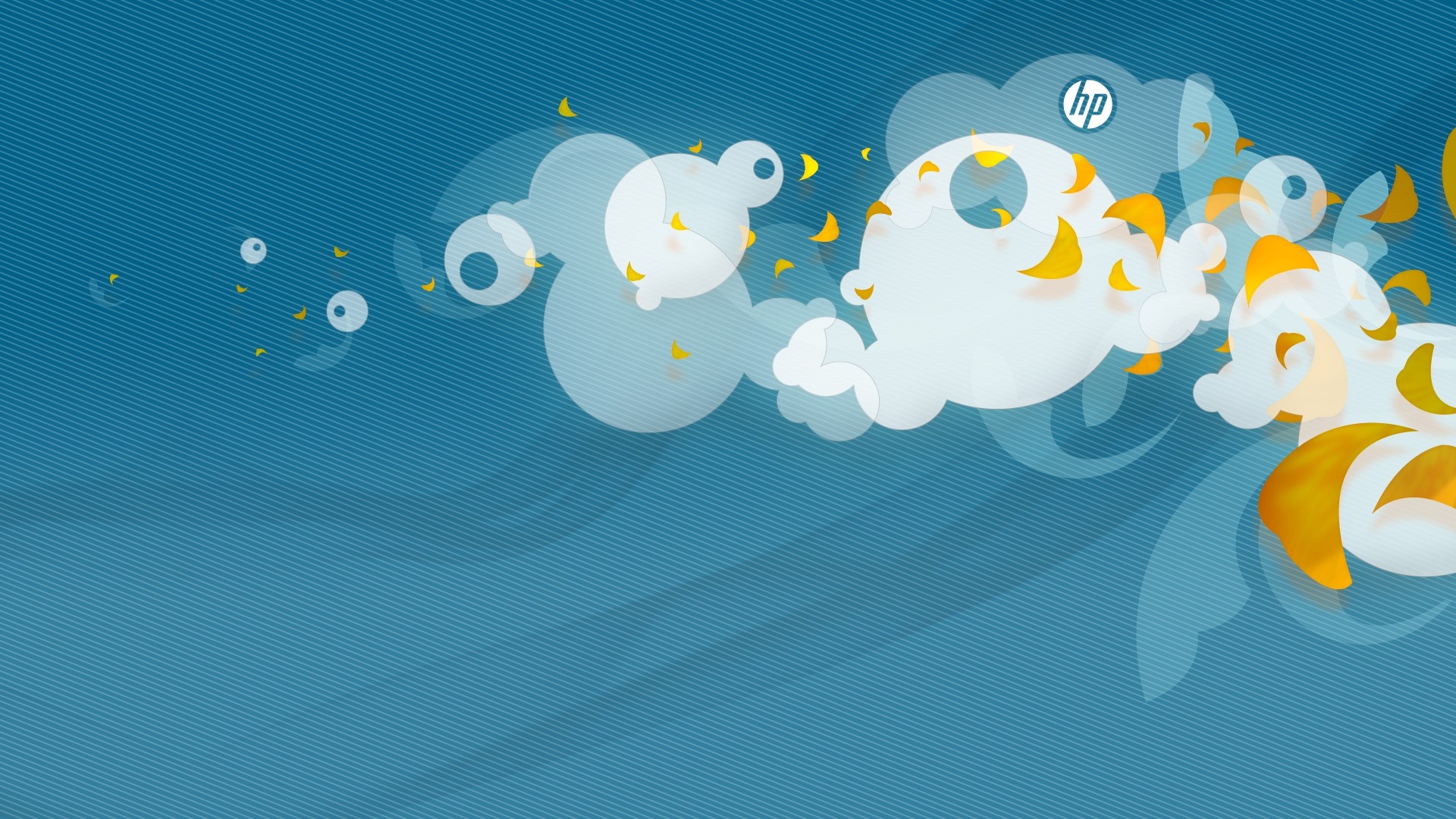 Logo HP, Nuvole stilizzate, Turchese, Illustrazione, Hewlett-Packard, sfondo desktop 1080p