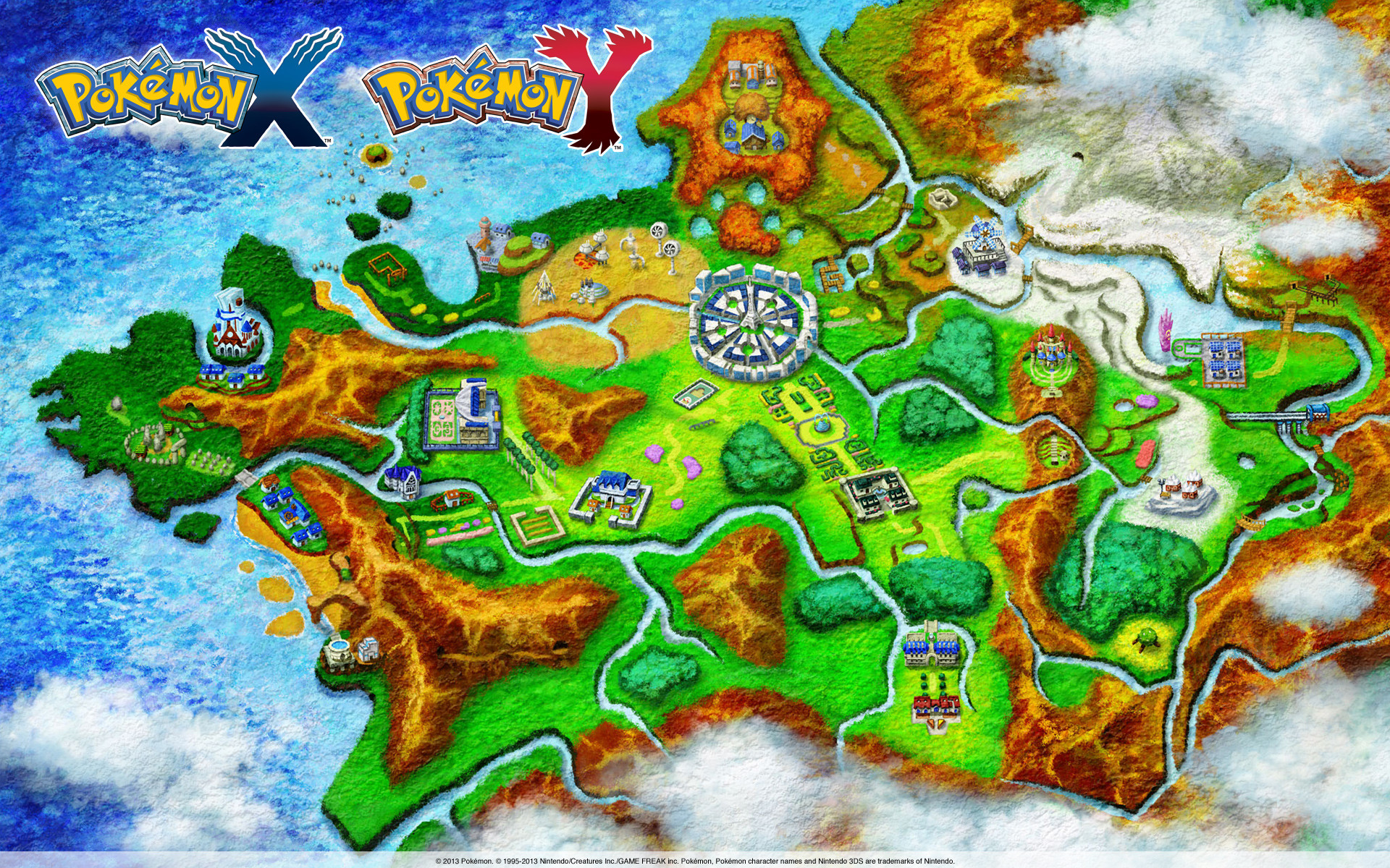 Pokémon X e Y, Kalos, Mappa, Full HD, sfondo Windows 11