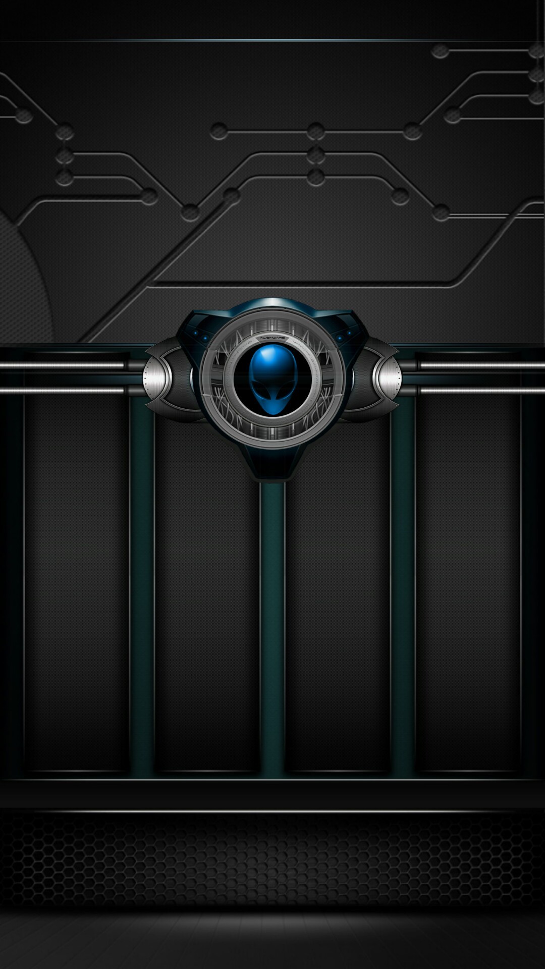 Design metallico, Sfondo nero, Lente blu, Verticale, 1080x1920, schermata di blocco iPhone