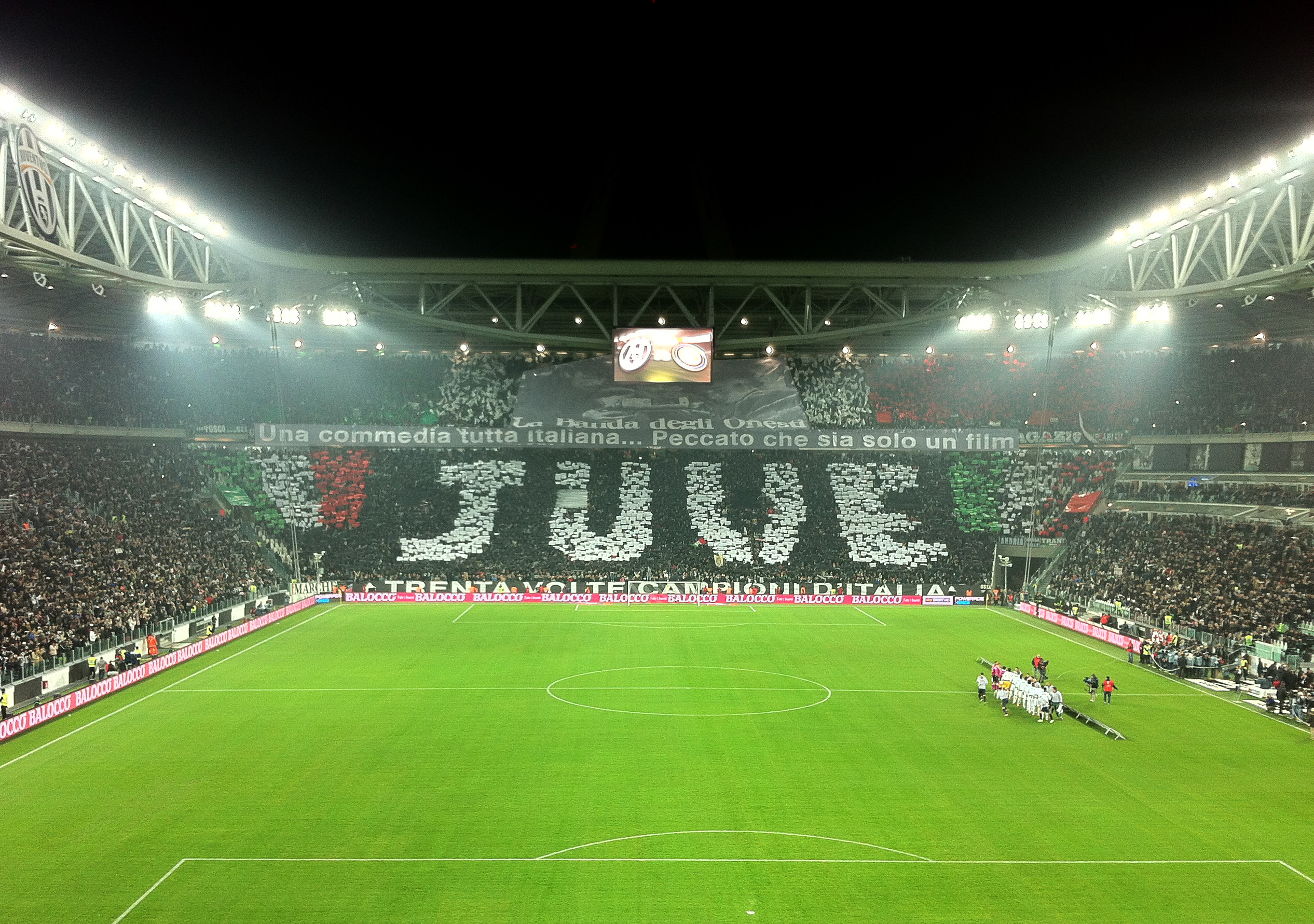 Juventus Stadium, Coreografia Juve, Notte, Campo da calcio, Full HD, sfondo per portatile
